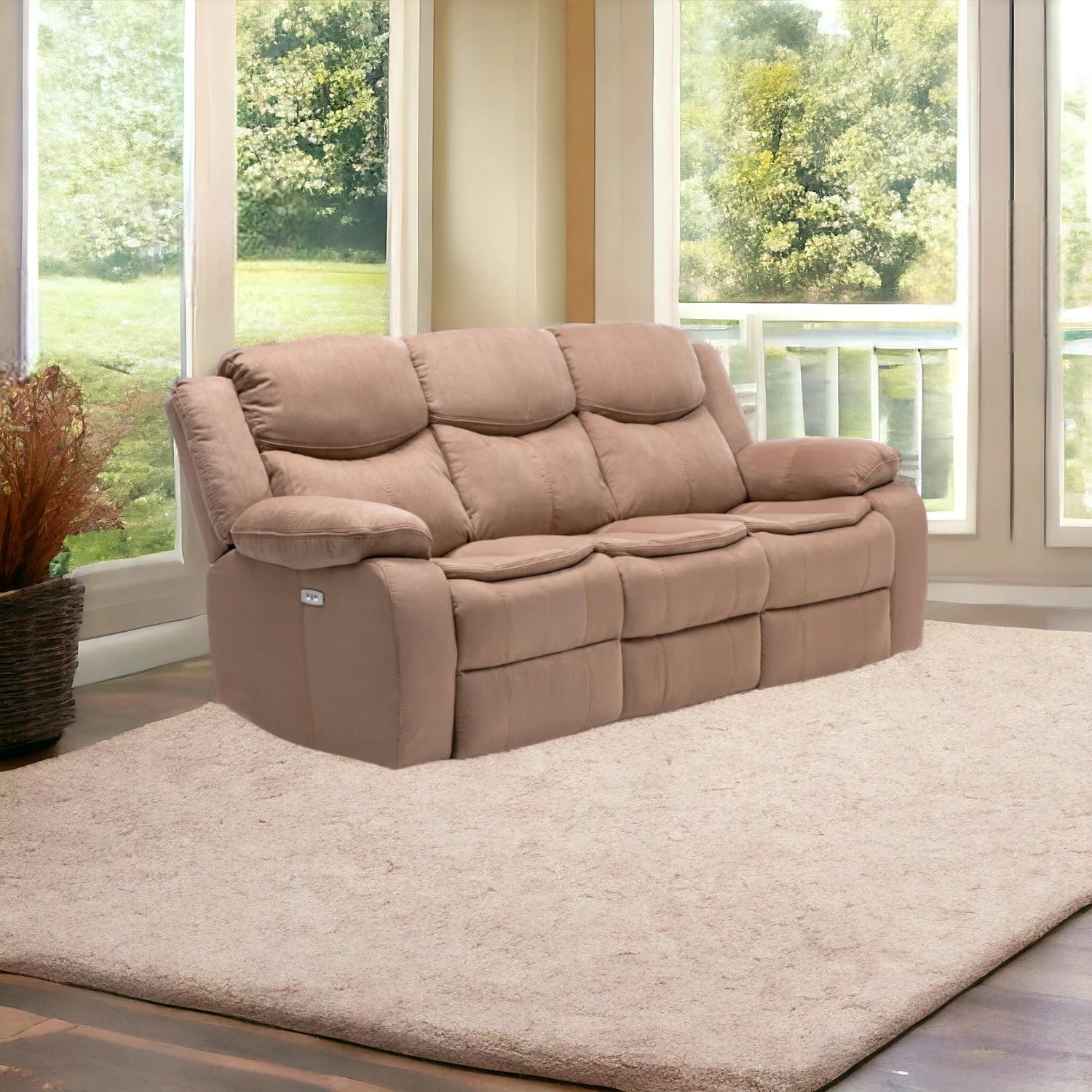 Sofá Bergere Noah con Reclinación Eléctrica - 3 Cuerpos Mocha