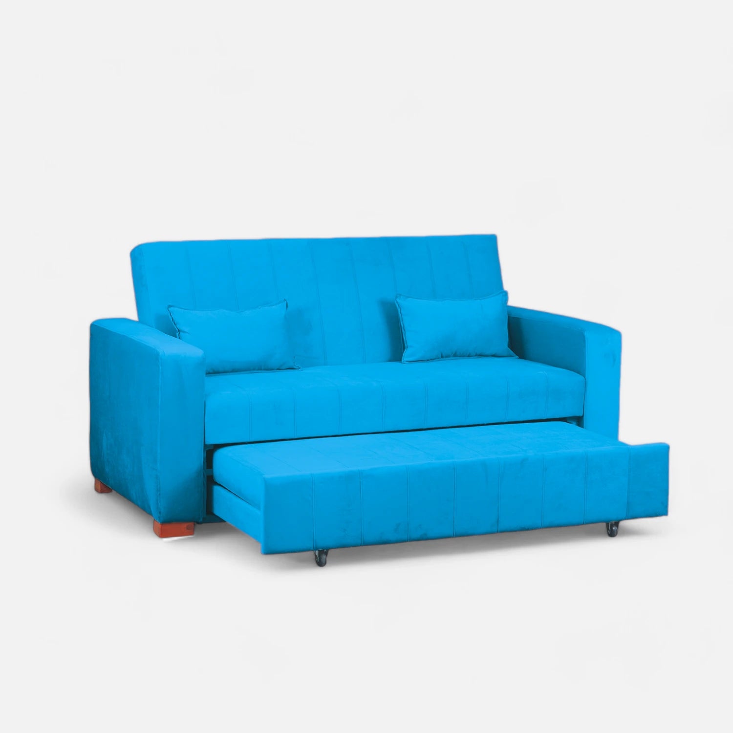 Sofá Cama Olivia - Tela Felpa Turquesa