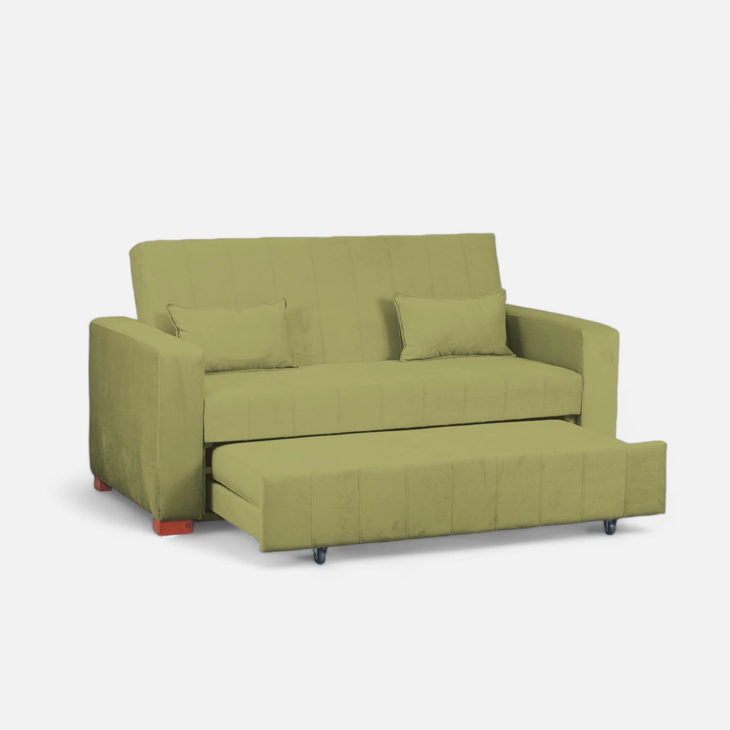 Sofá Cama Olivia - Tela Felpa Verde Musgo