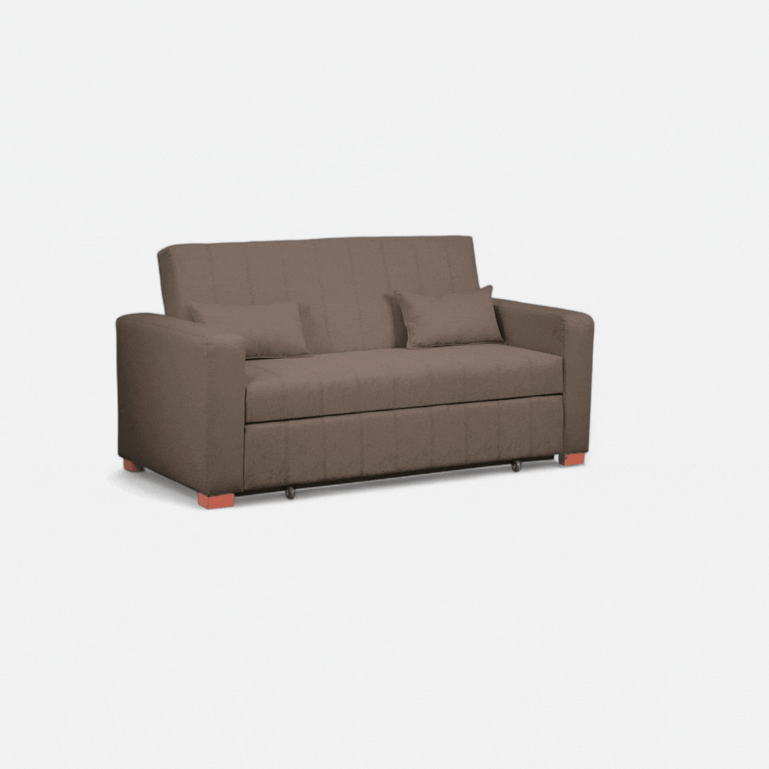 Sofá Cama Olivia - Tela Lino Bahía Café