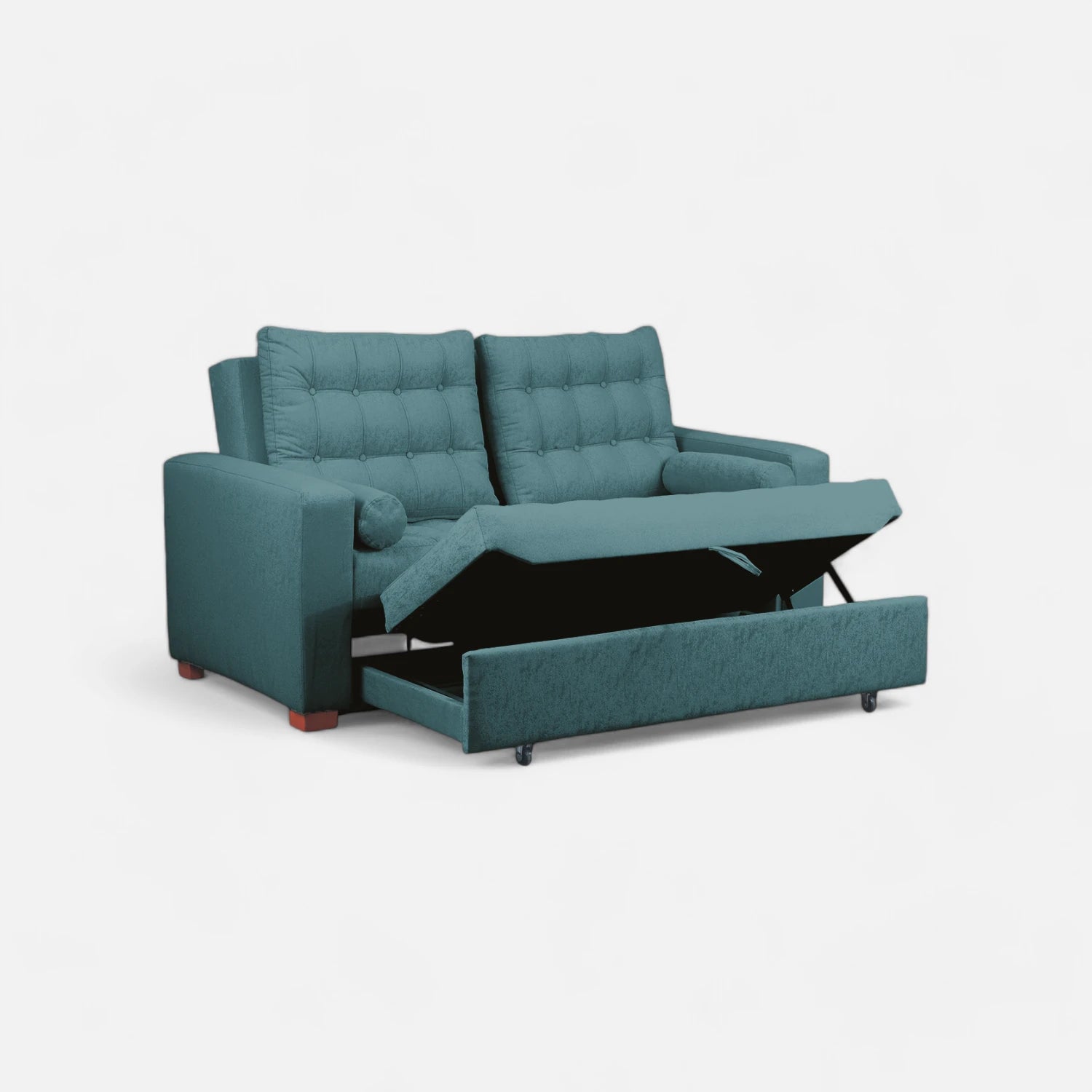 Sofá Cama Ciprés - Tela Lino Sidelli Azul Petróleo