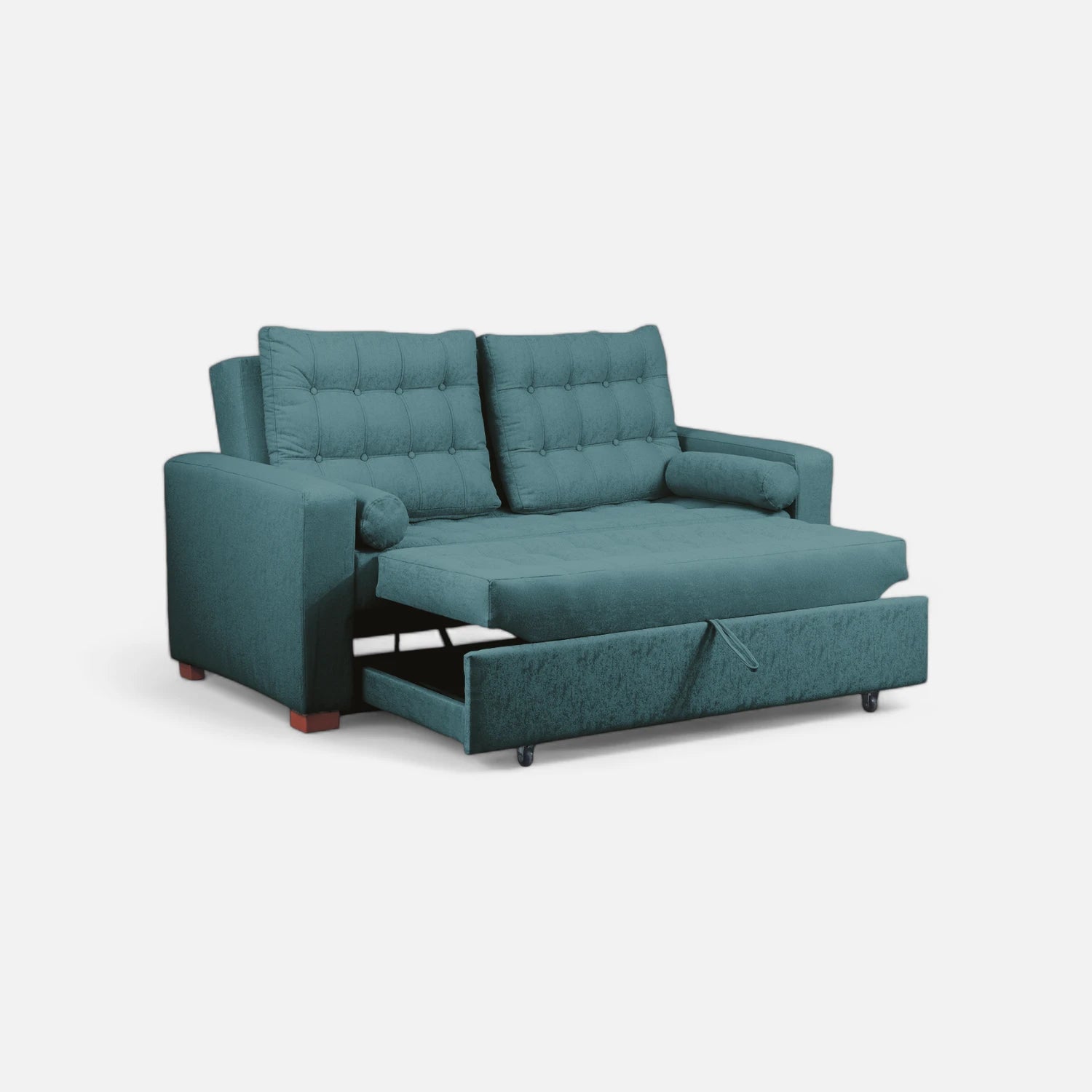 Sofá Cama Ciprés - Tela Lino Sidelli Azul Petróleo