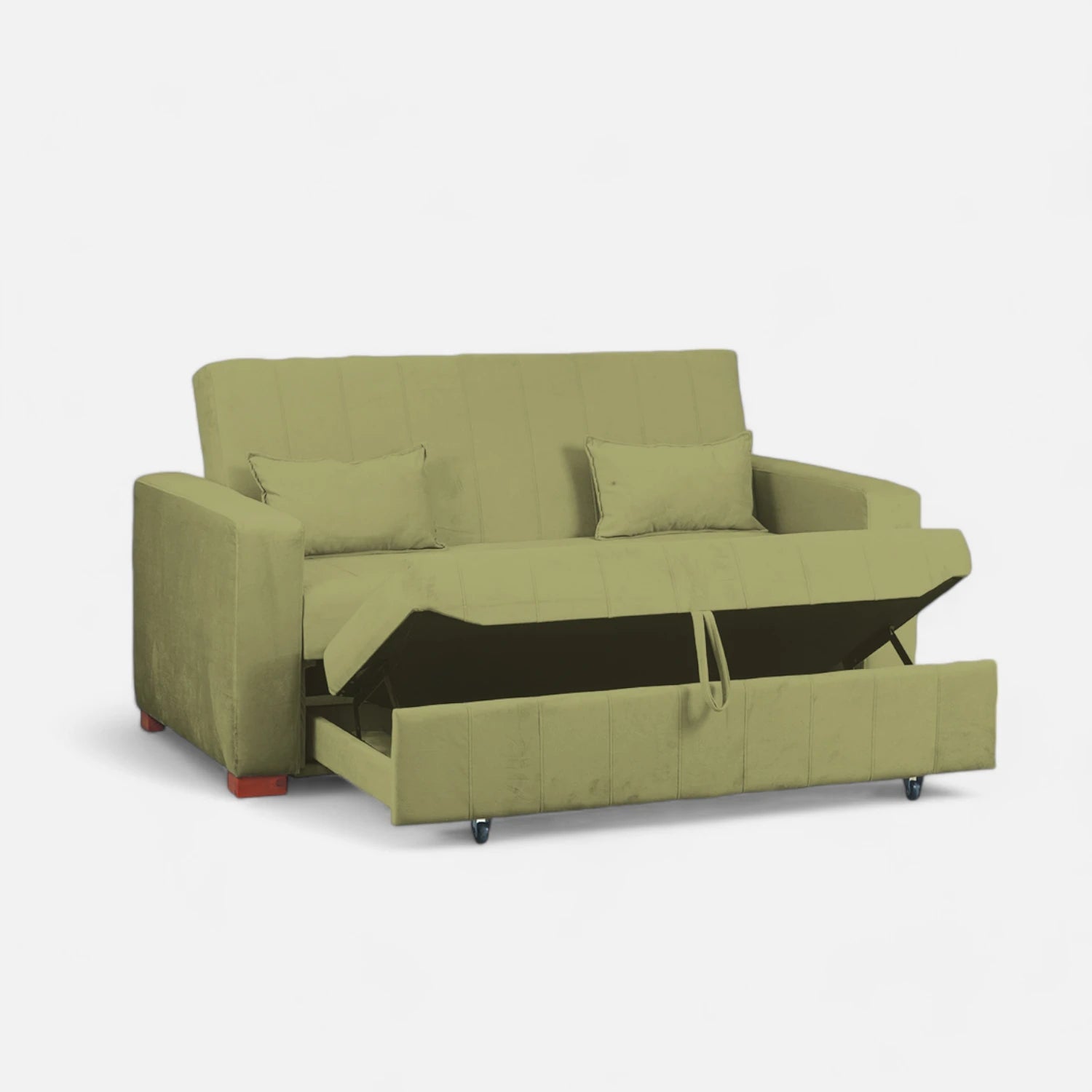 Sofá Cama Olivia - Tela Felpa Verde Musgo