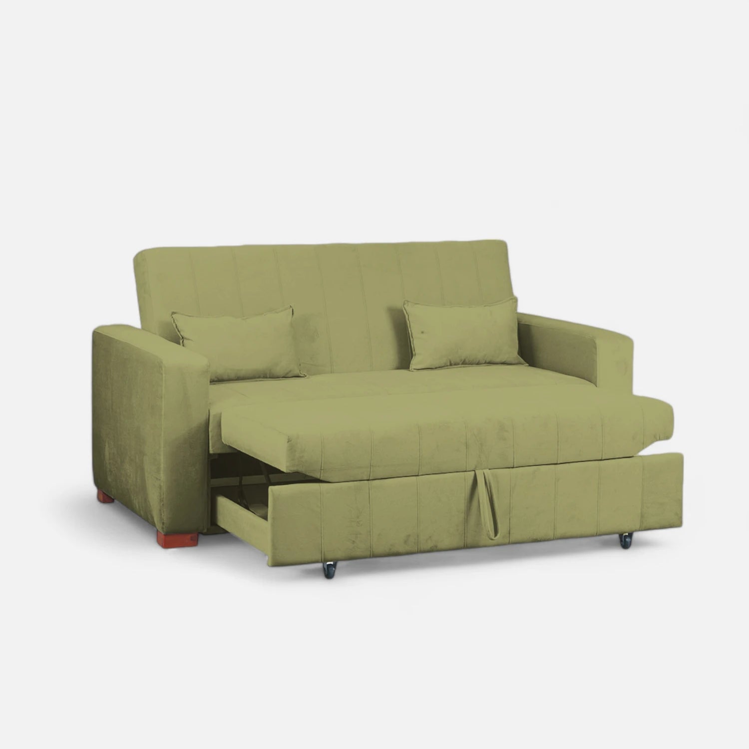 Sofá Cama Olivia - Tela Felpa Verde Musgo