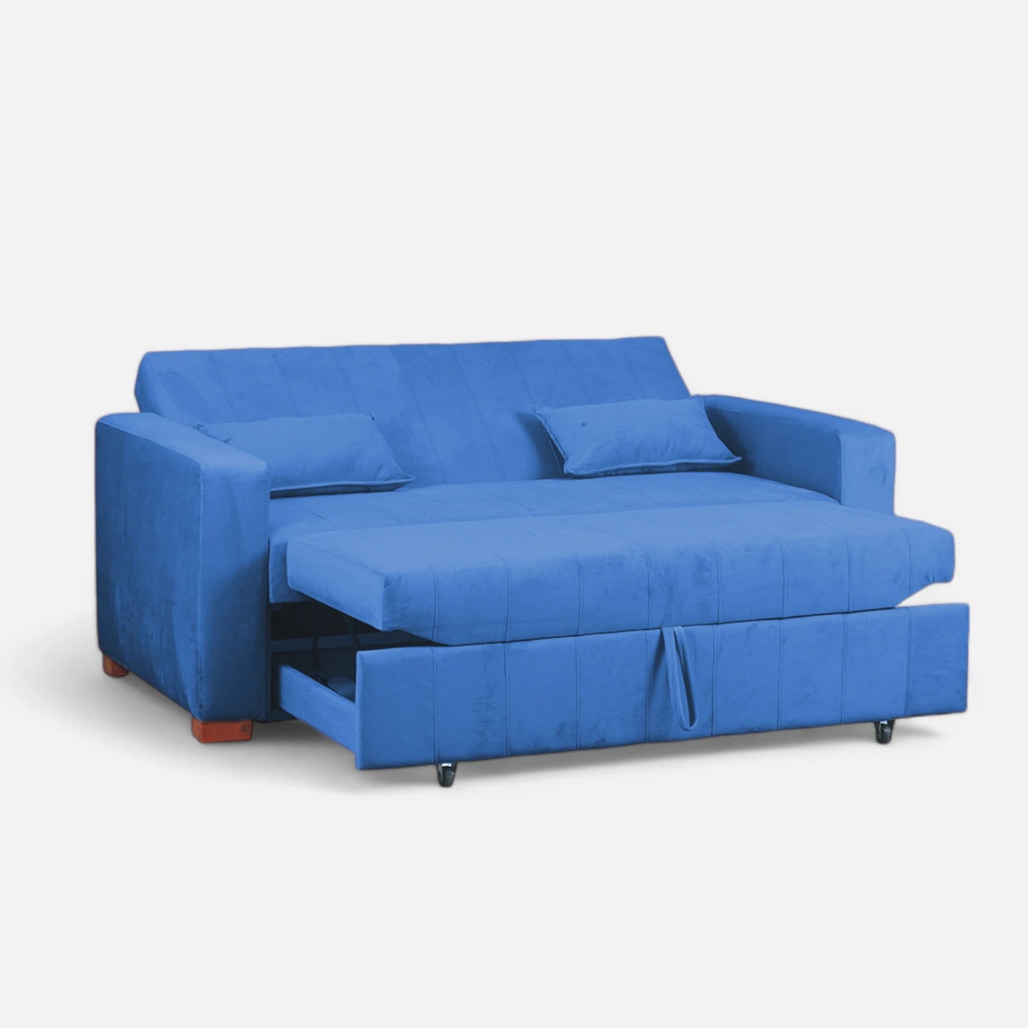 Sofá Cama Olivia - Tela Felpa Azul Petróleo