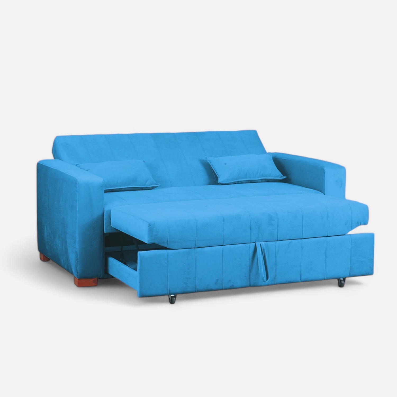 Sofá Cama Olivia - Tela Felpa Turquesa