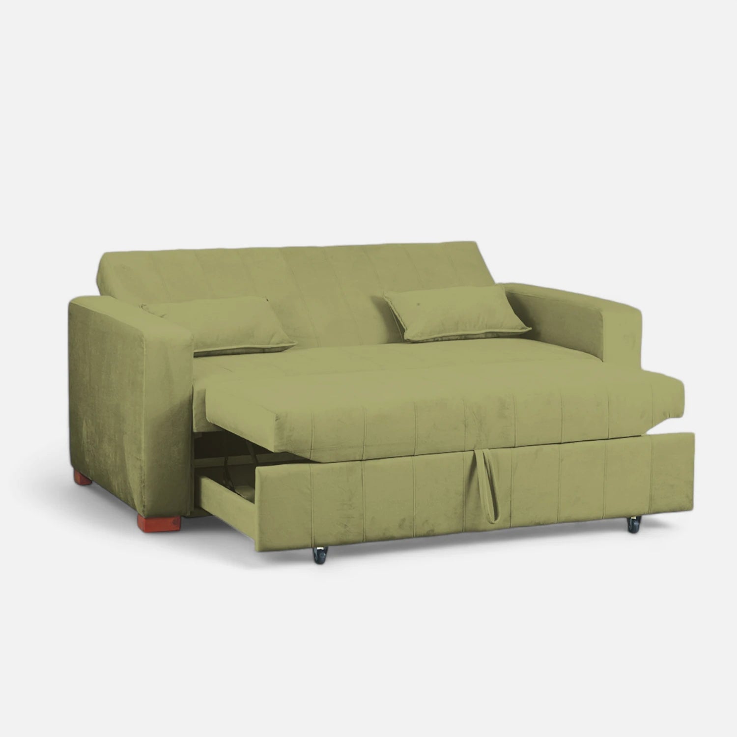 Sofá Cama Olivia - Tela Felpa Verde Musgo