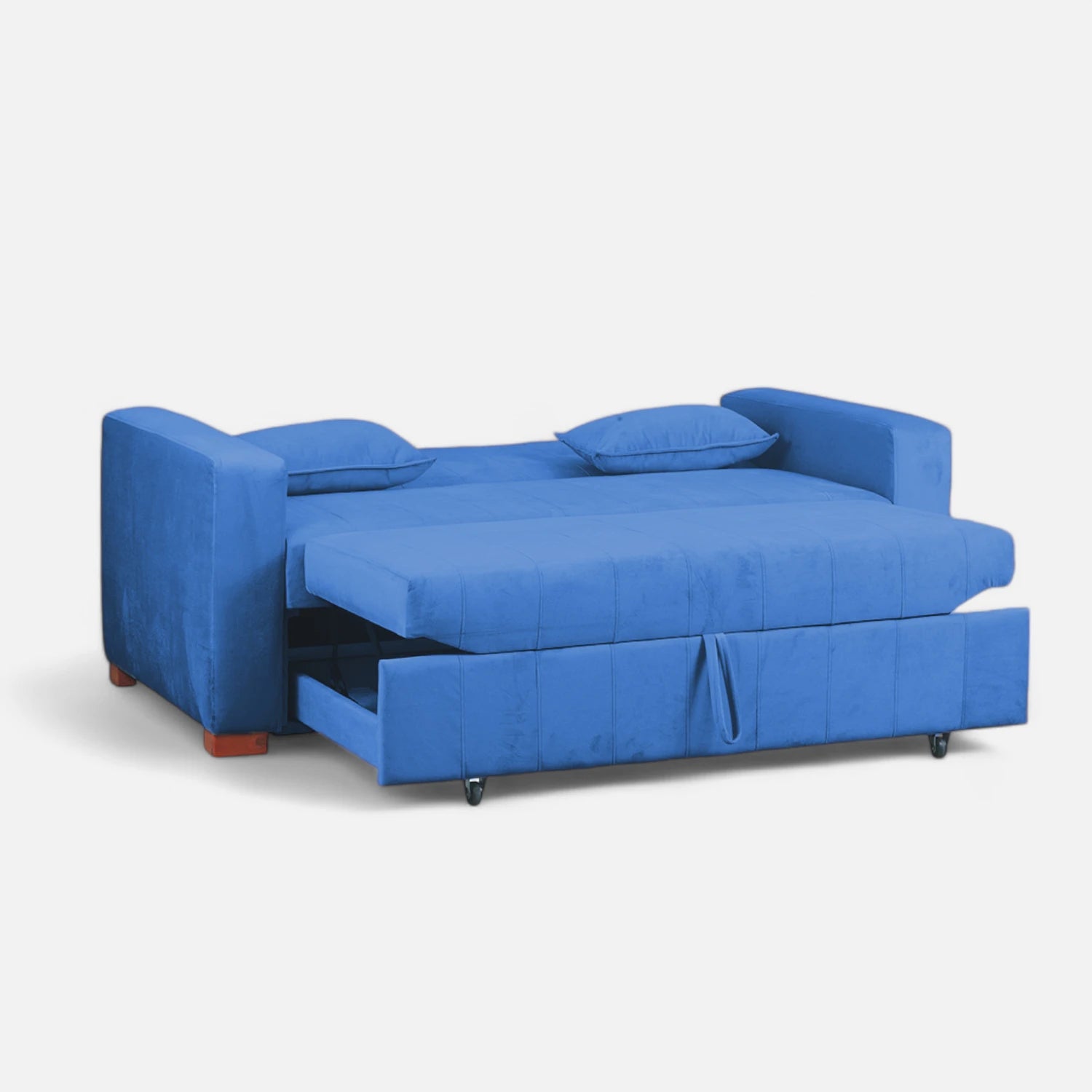 Sofá Cama Olivia - Tela Felpa Azul Petróleo