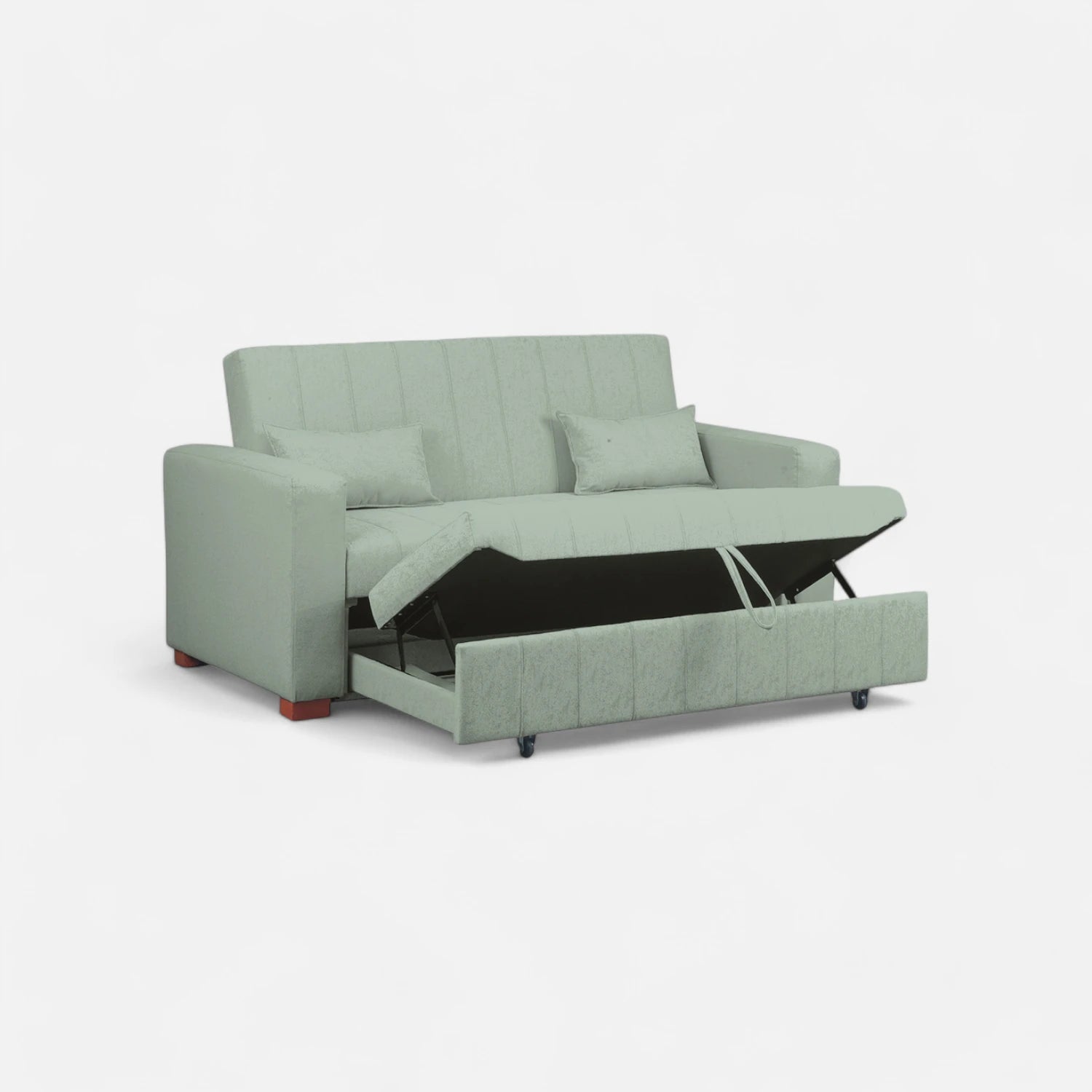 Sofá Cama Olivia - Tela Lino Bahía Verde Agua