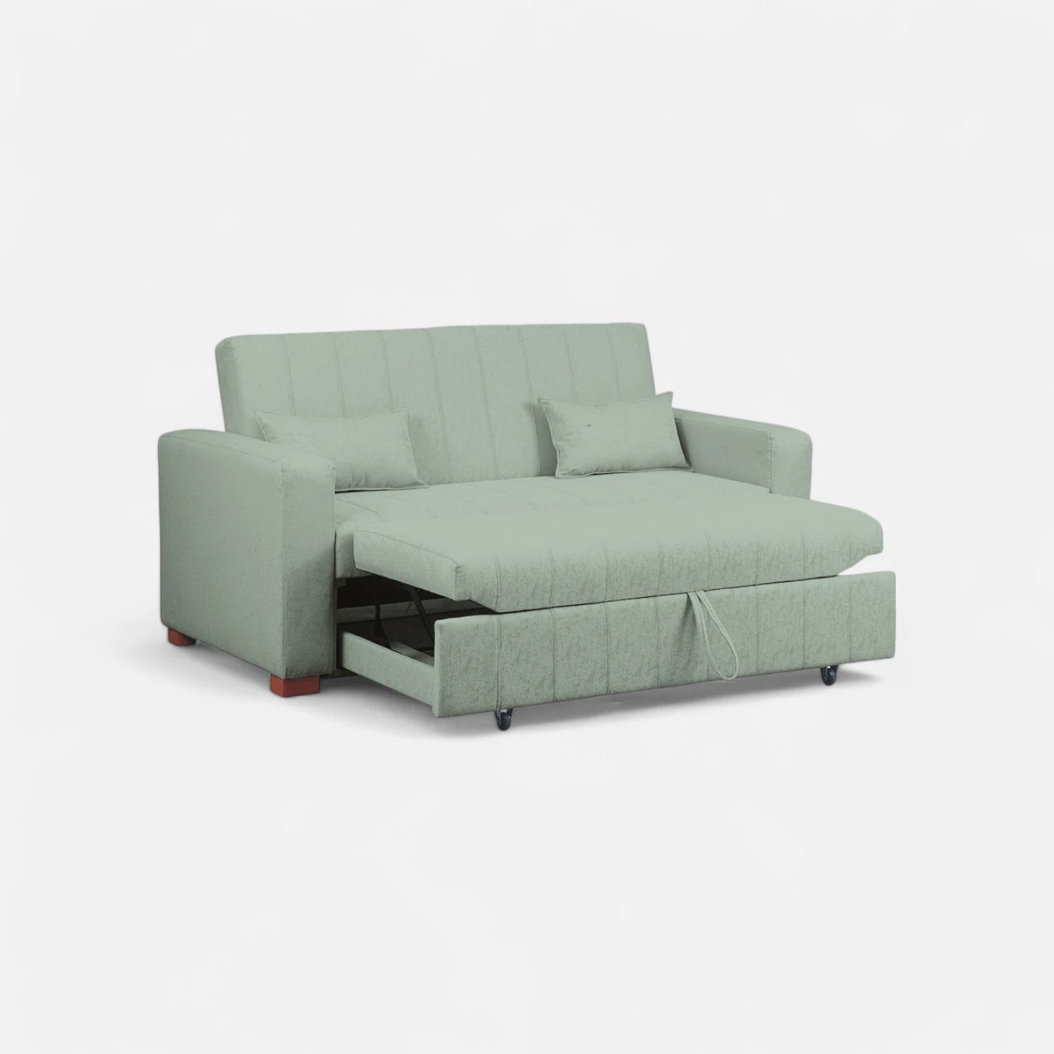 Sofá Cama Olivia - Tela Lino Bahía Verde Agua