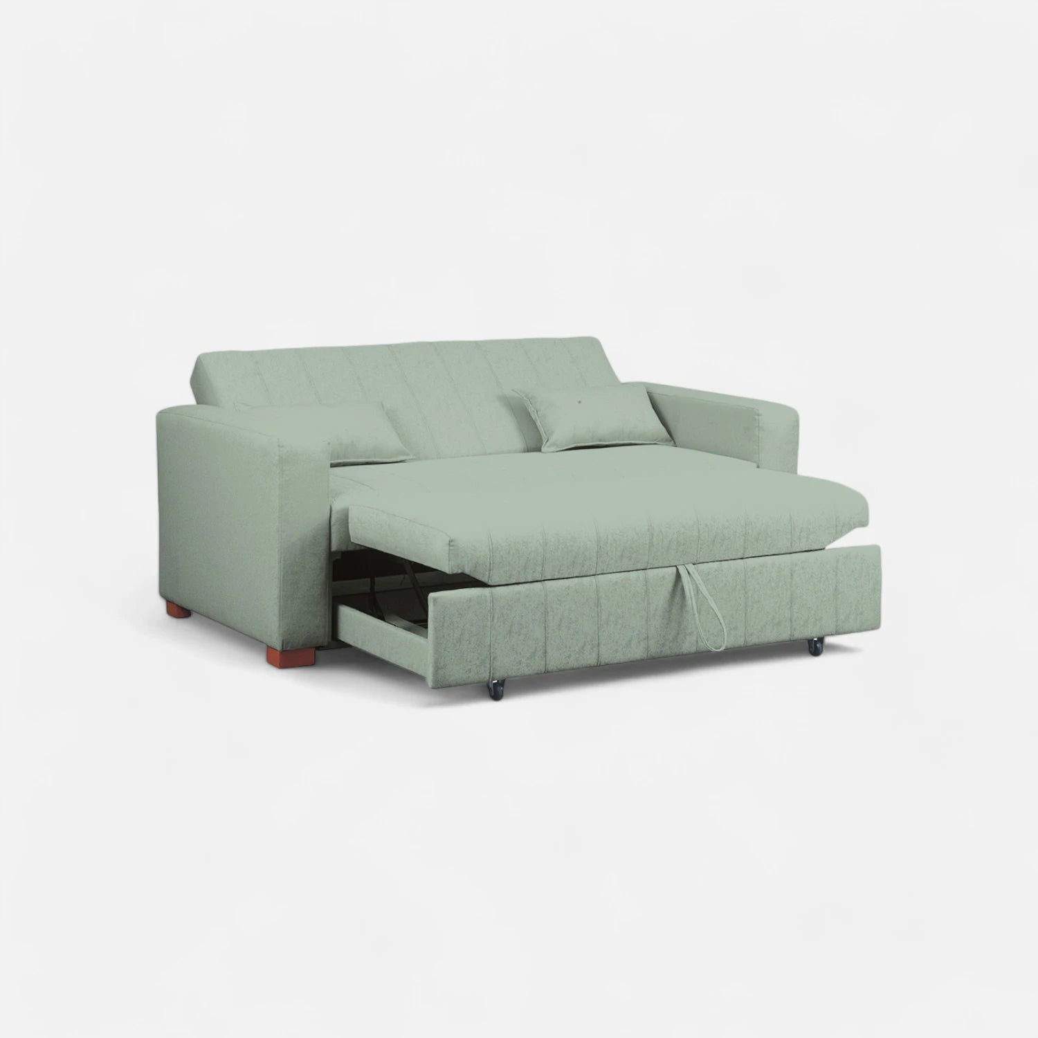 Sofá Cama Olivia - Tela Lino Bahía Verde Agua