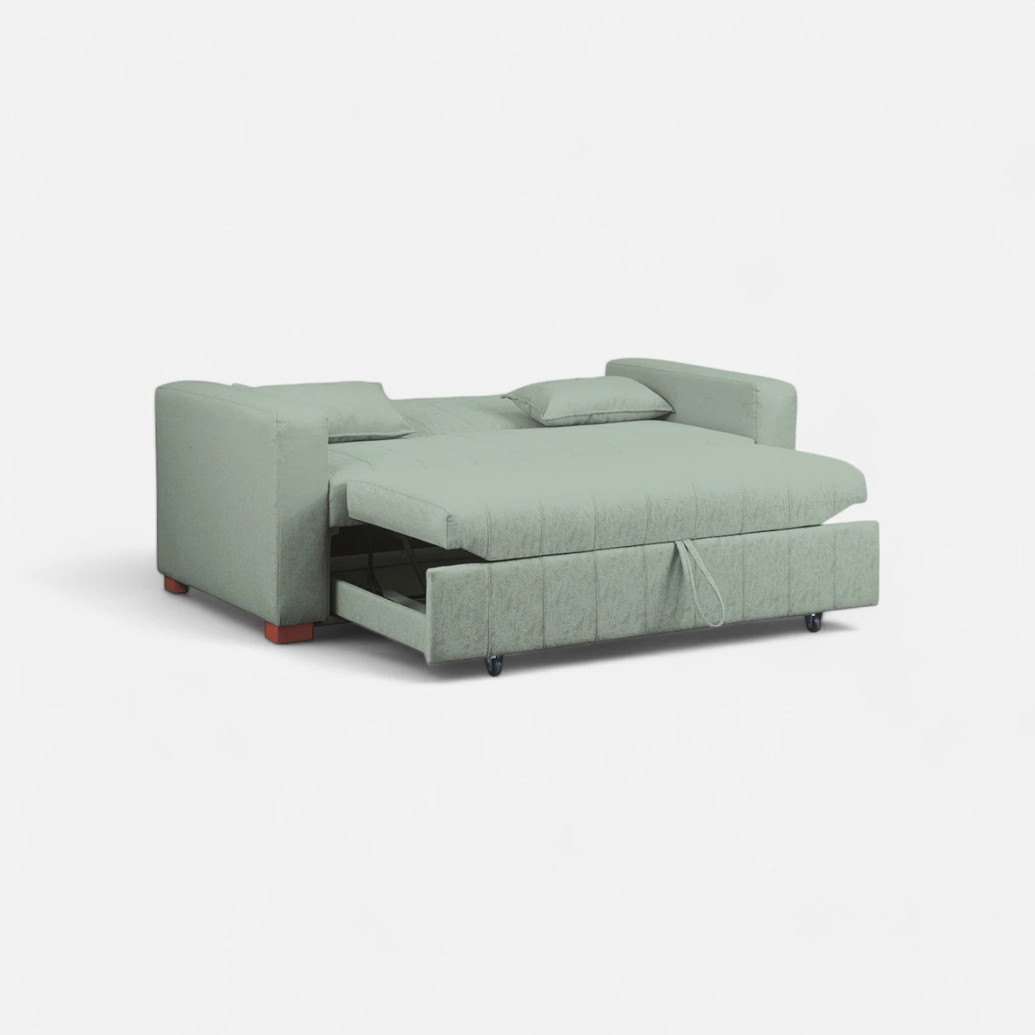 Sofá Cama Olivia - Tela Lino Bahía Verde Agua