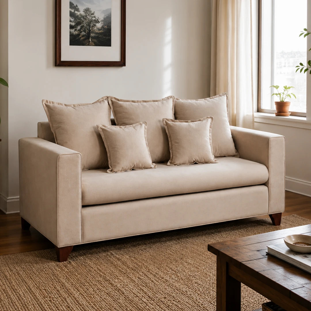 Sofá Isabella 3 Cuerpos - Tela Felpa Beige