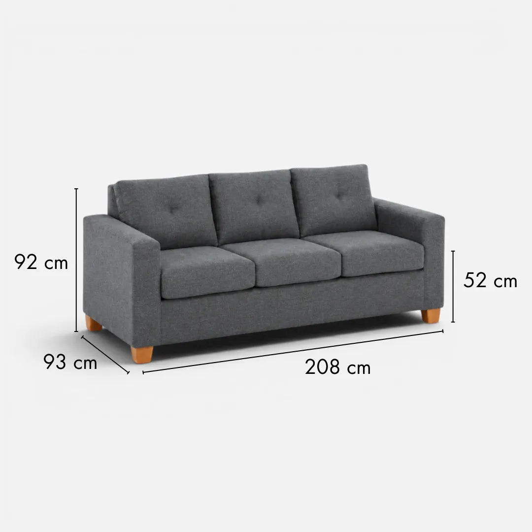 Sofá Magic 3 Cuerpos - Tela Lino Finesse Gris Medio