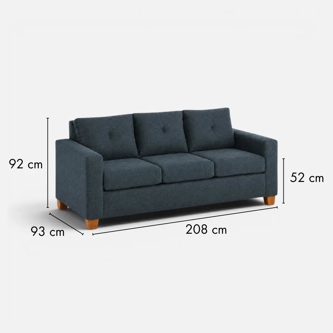 Sofá Magic 3 Cuerpos - Tela Lino Finesse Gris Piedra