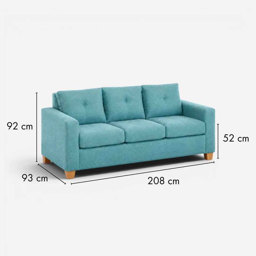 Sofá Magic 3 Cuerpos - Tela Lino Finesse Verde Agua