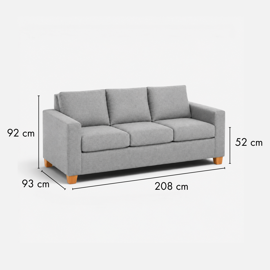 Sofá Magic 3 Cuerpos - Tela Lino Finesse Gris Claro