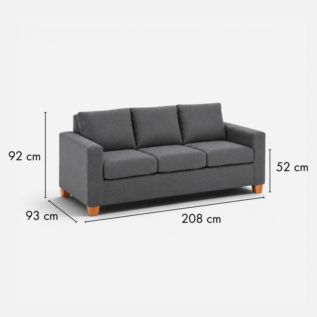Sofá Magic 3 Cuerpos - Tela Lino Finesse Gris Medio