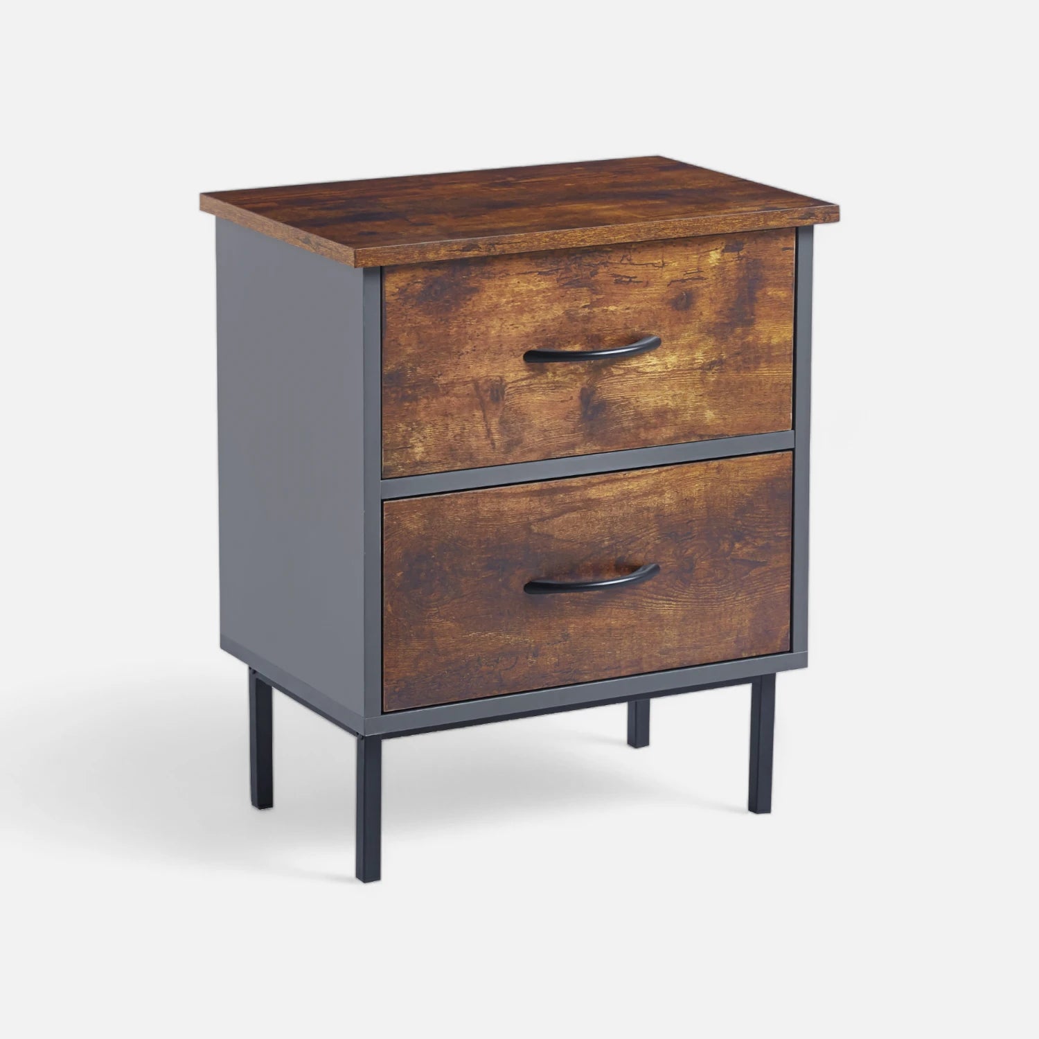 Velador Dos Cajones Metal Rústico