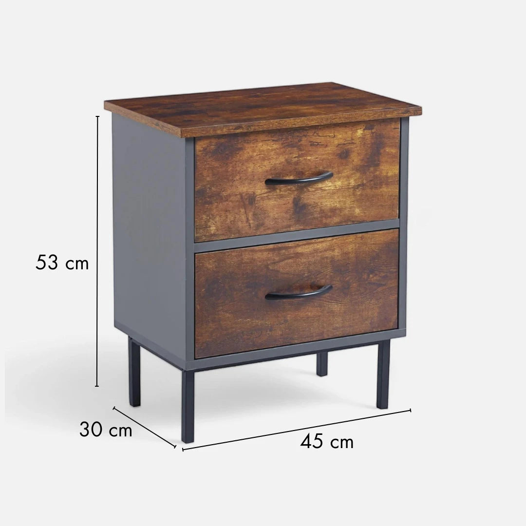 Velador Dos Cajones Metal Rústico