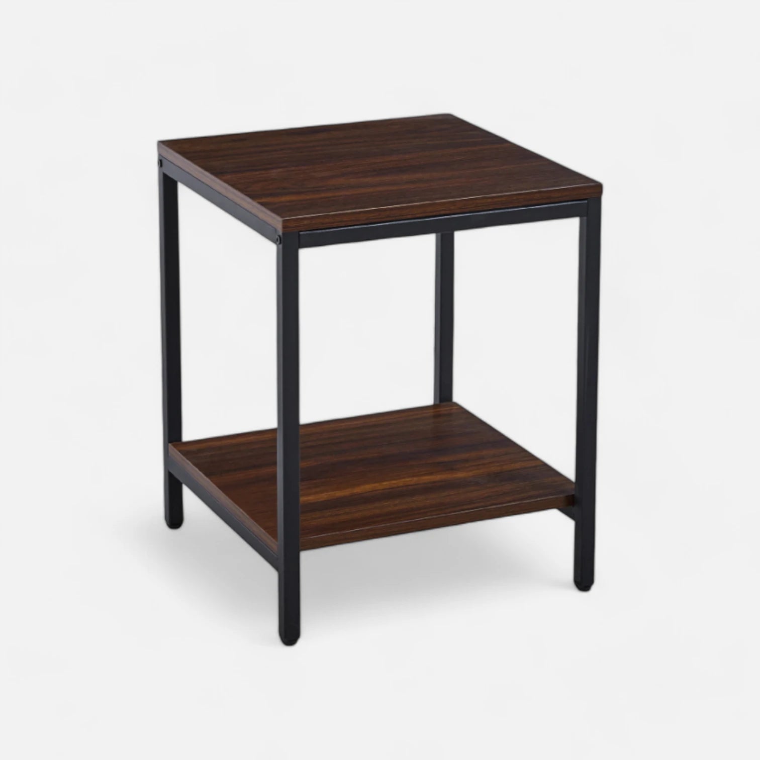 Velador Lateral de 2 Niveles - Madera Oscura