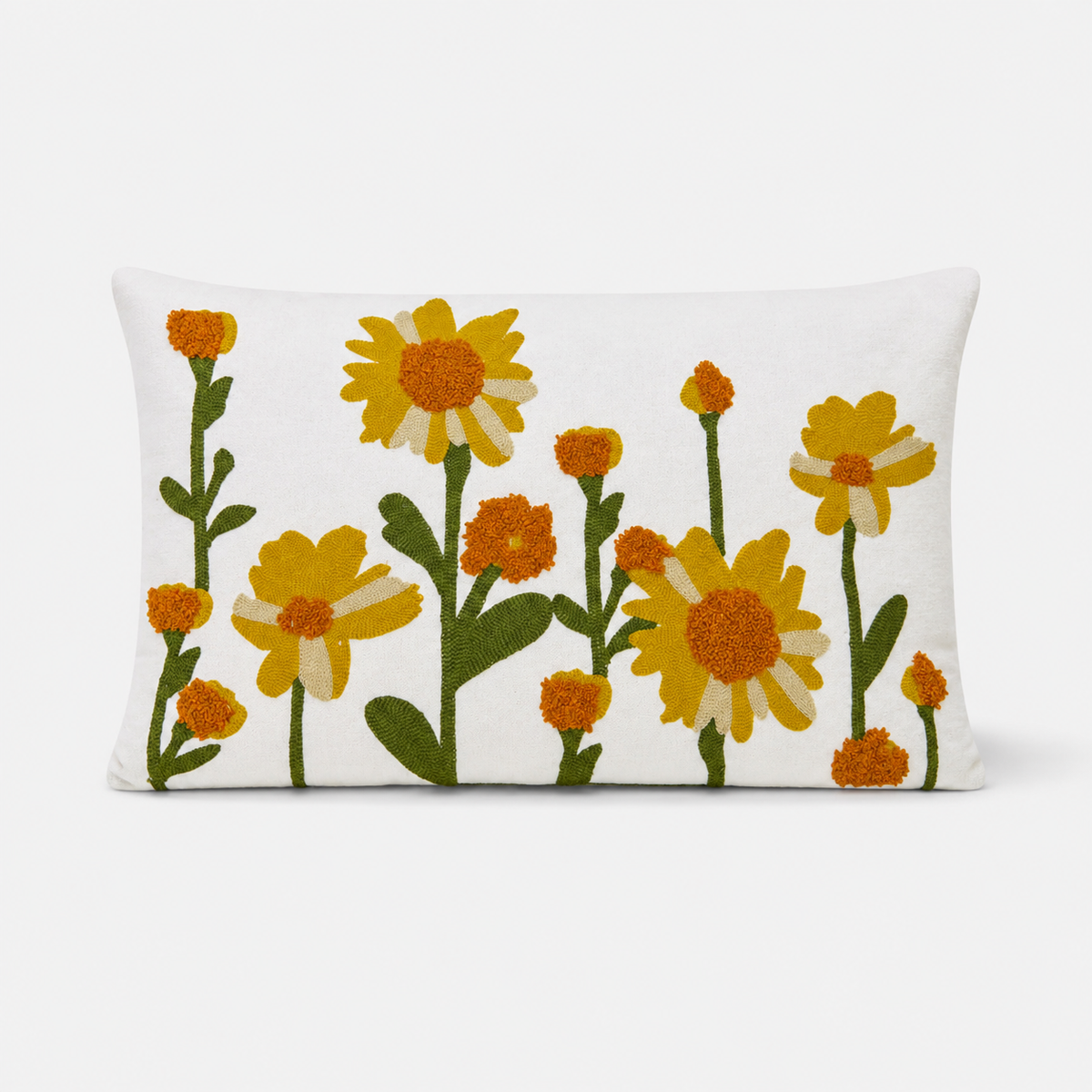 Cojín decorativo girasoles bordados 30 x 50 cm - vista frontal