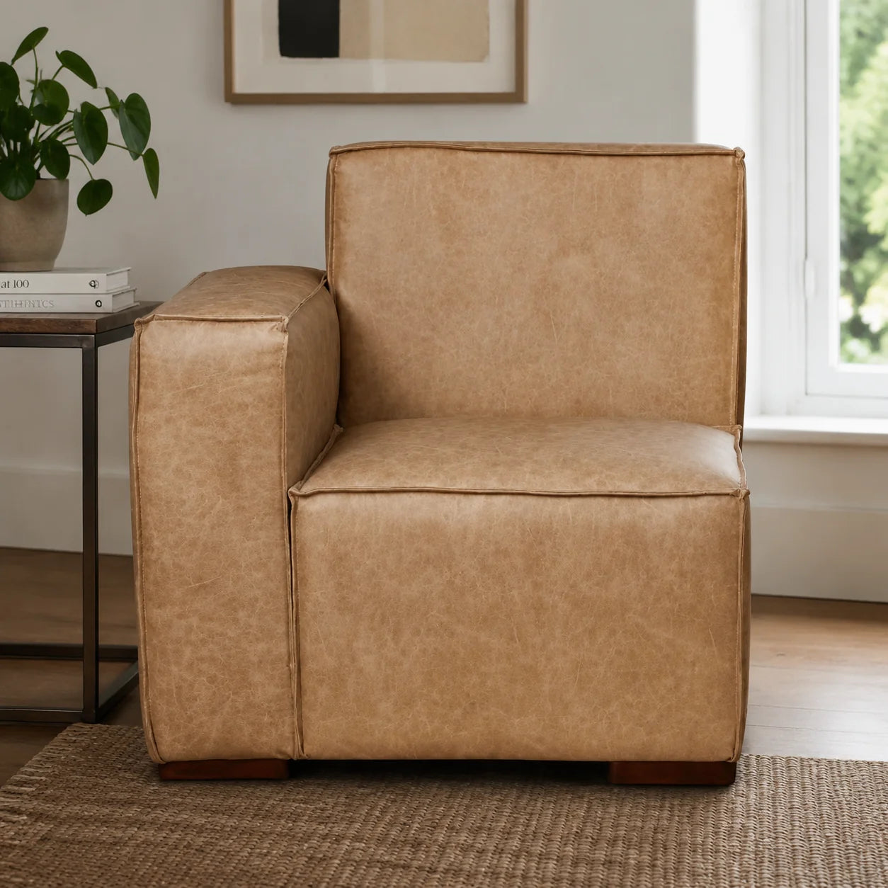 Butaca con Brazo Izquierdo - Cuero Reconstituido Beige