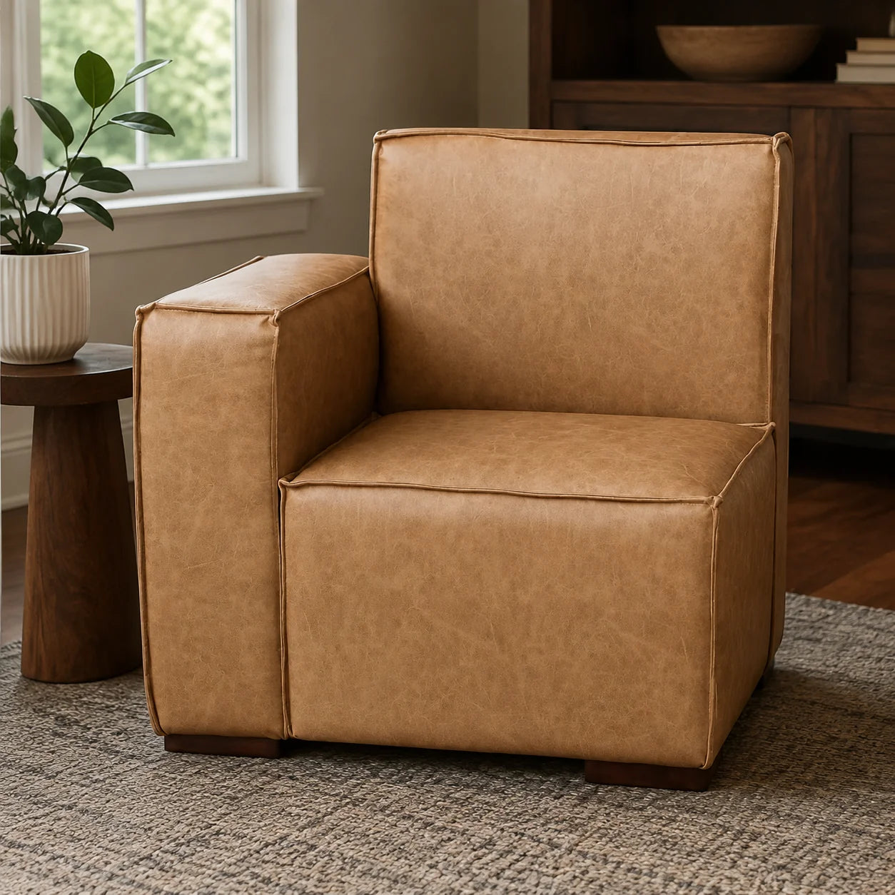 Butaca con Brazo Izquierdo - Cuero Reconstituido Beige
