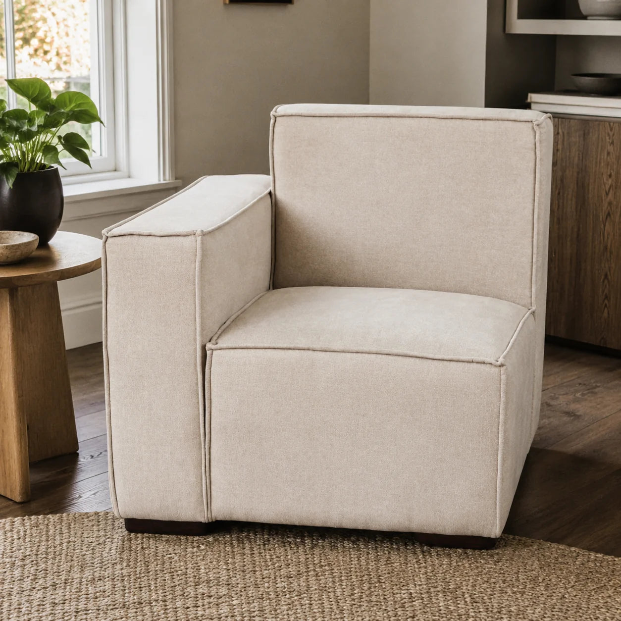 Butaca con Brazo Izquierdo - Tela Lino Finesse Beige