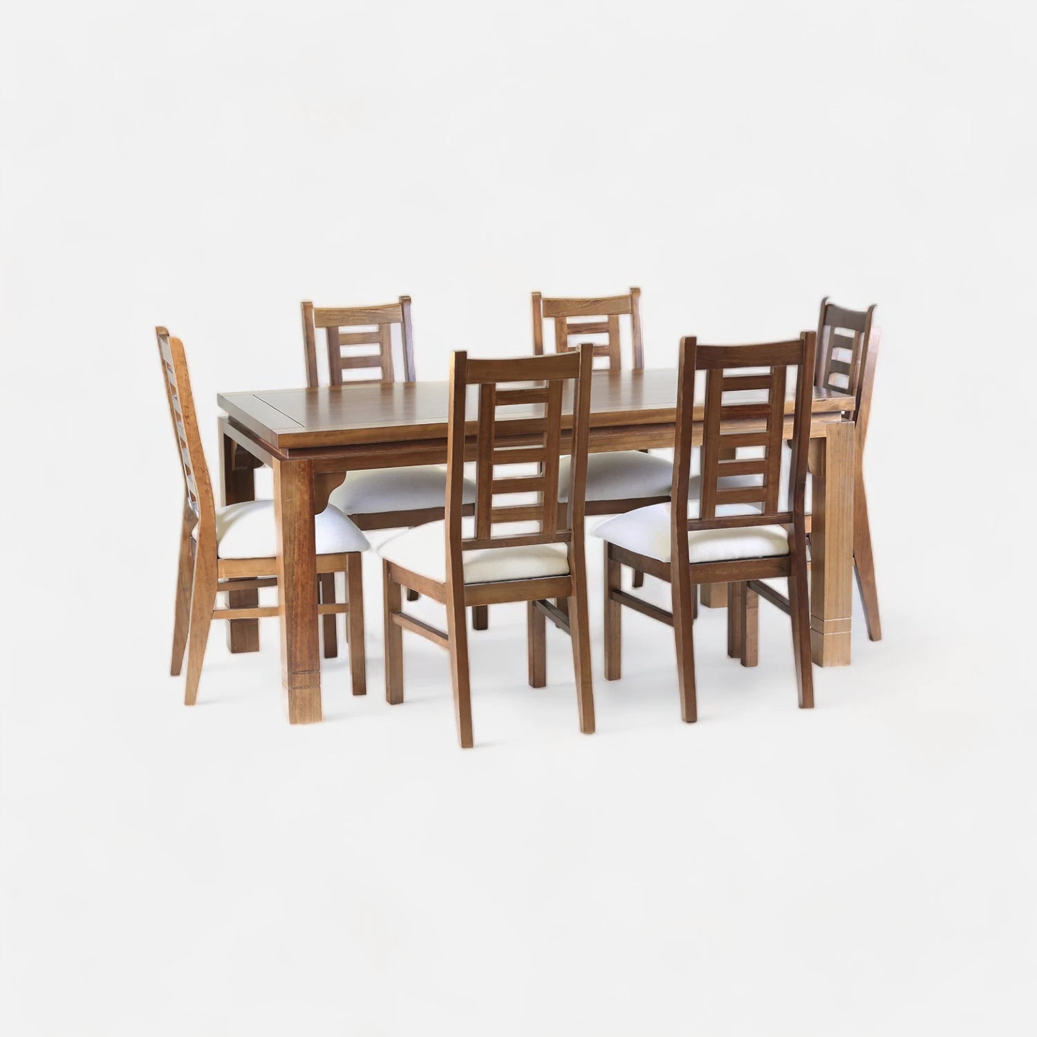 Comedor Leyda Nogal - 6 Sillas Tapiz Perla