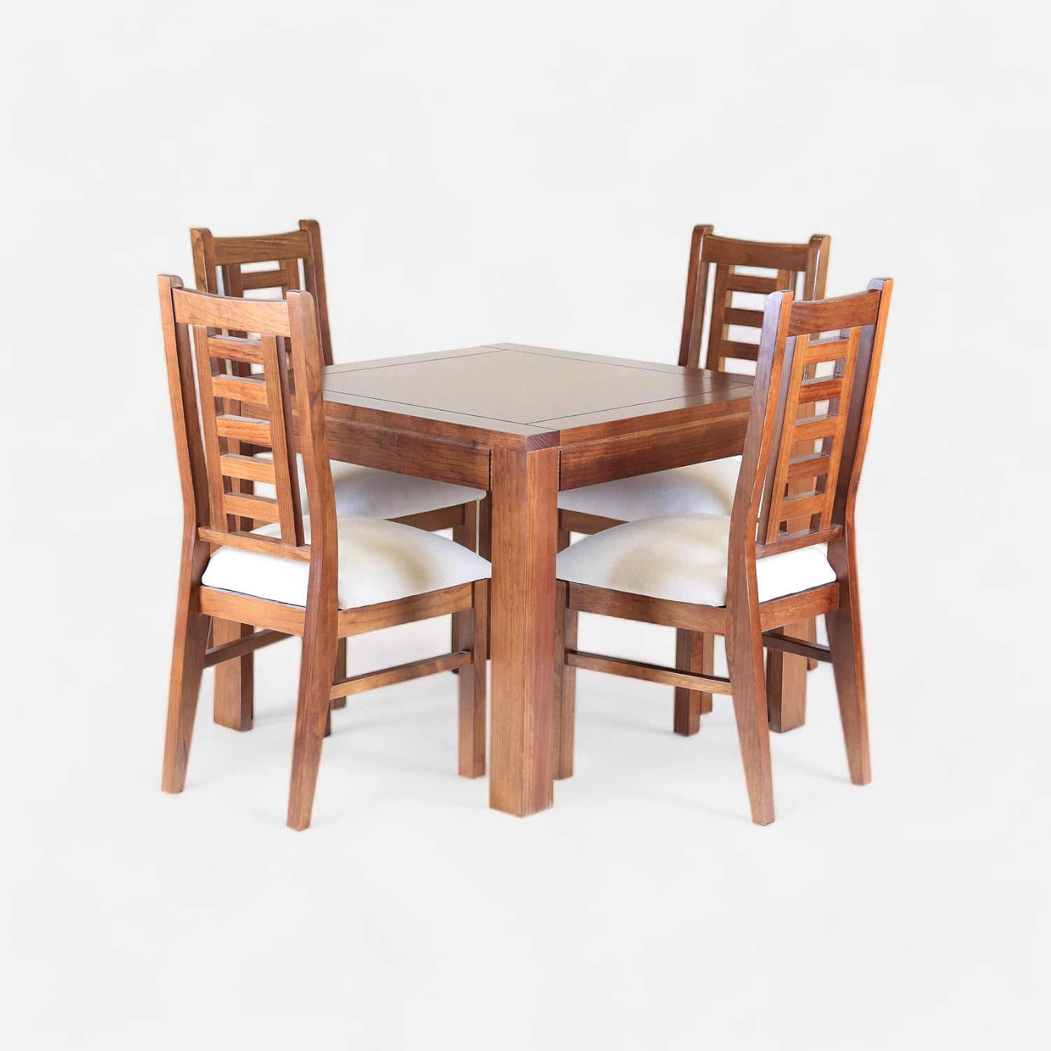Comedor Rayenco Nogal - 4 Sillas Tapiz Perla