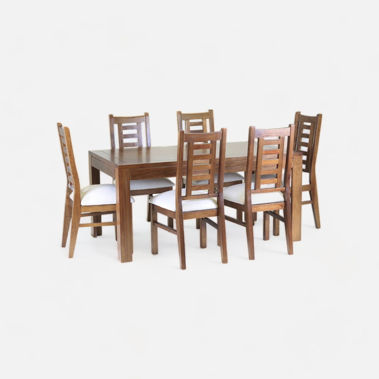 Comedor Rayenco Nogal - 6 Sillas Tapiz Perla