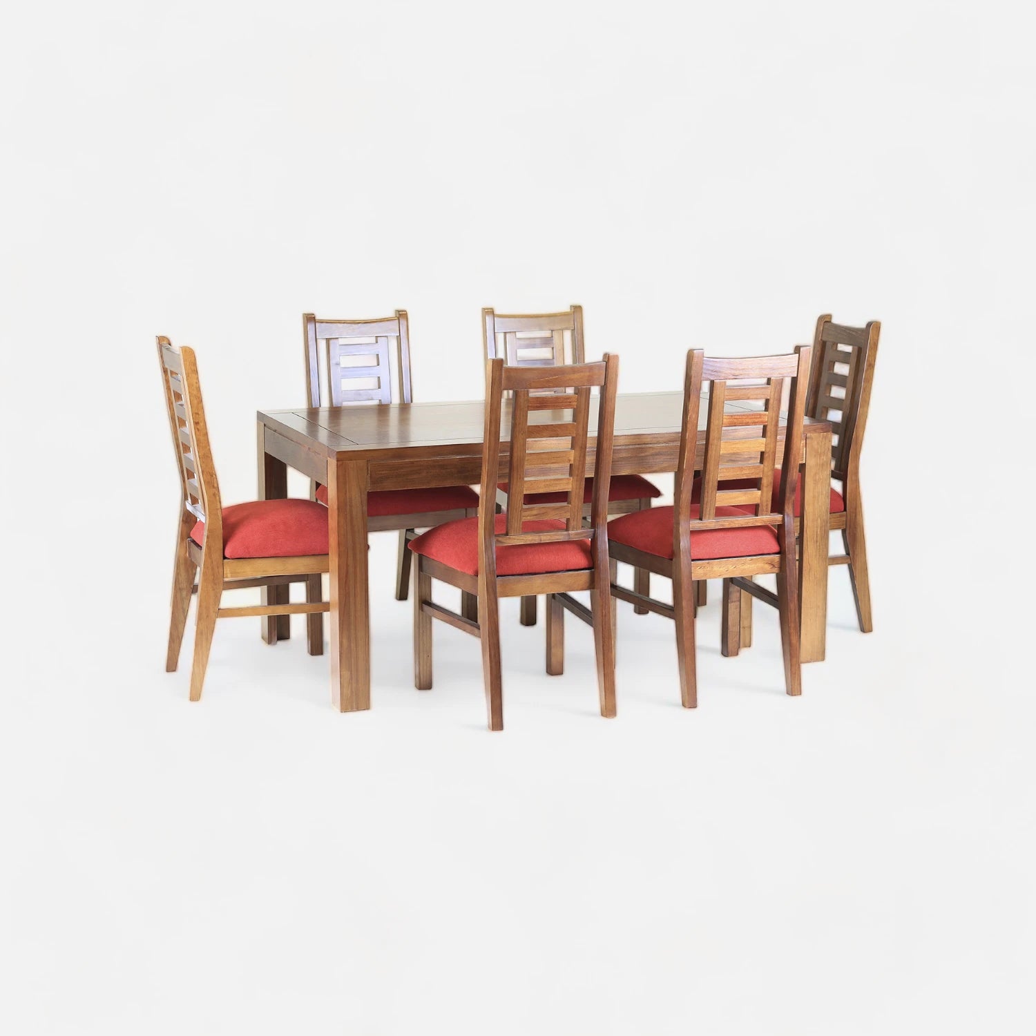 Comedor Rayenco Nogal - 6 Sillas Tapiz Terracota