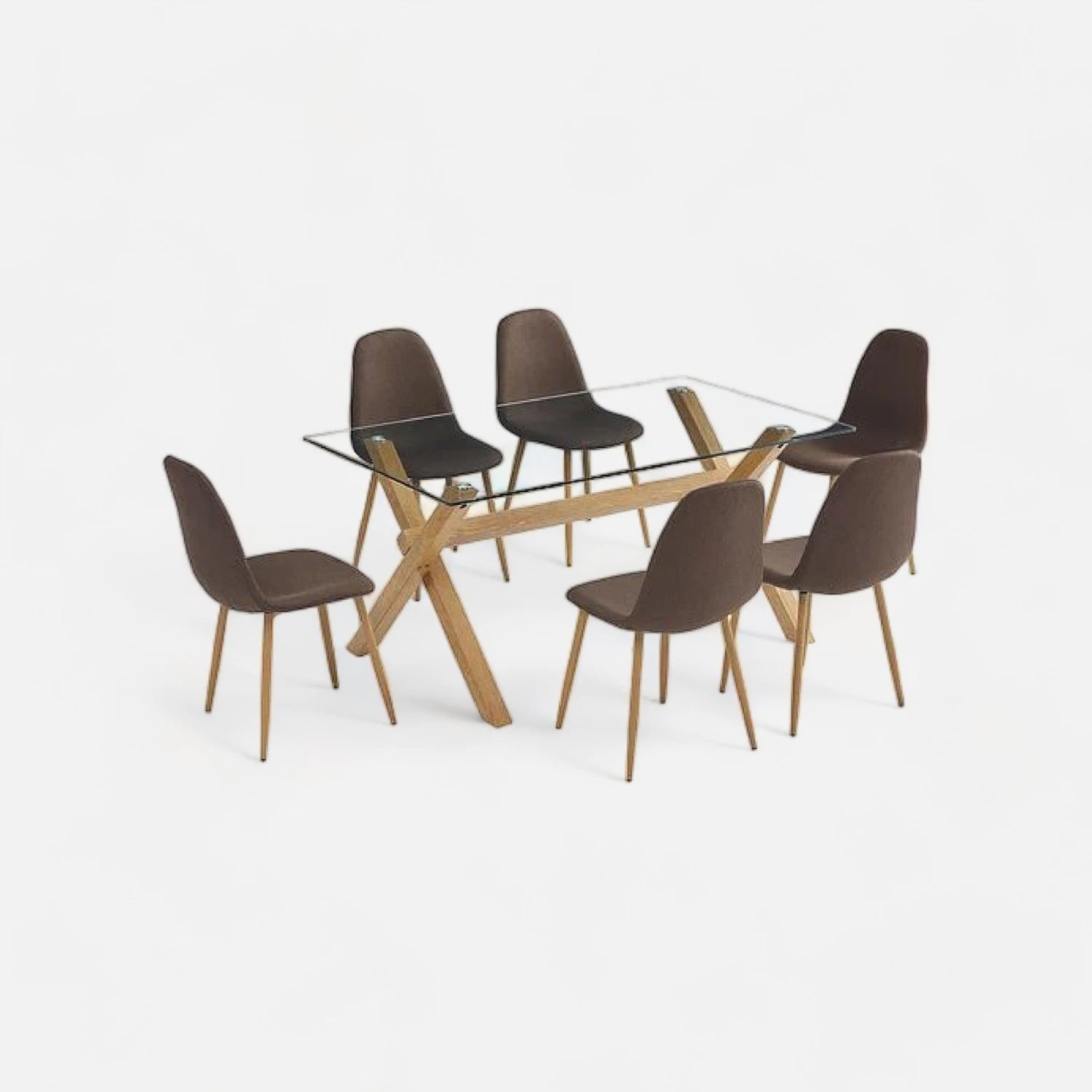 Comedor Melisa Cruzado - 6 Sillas Natural