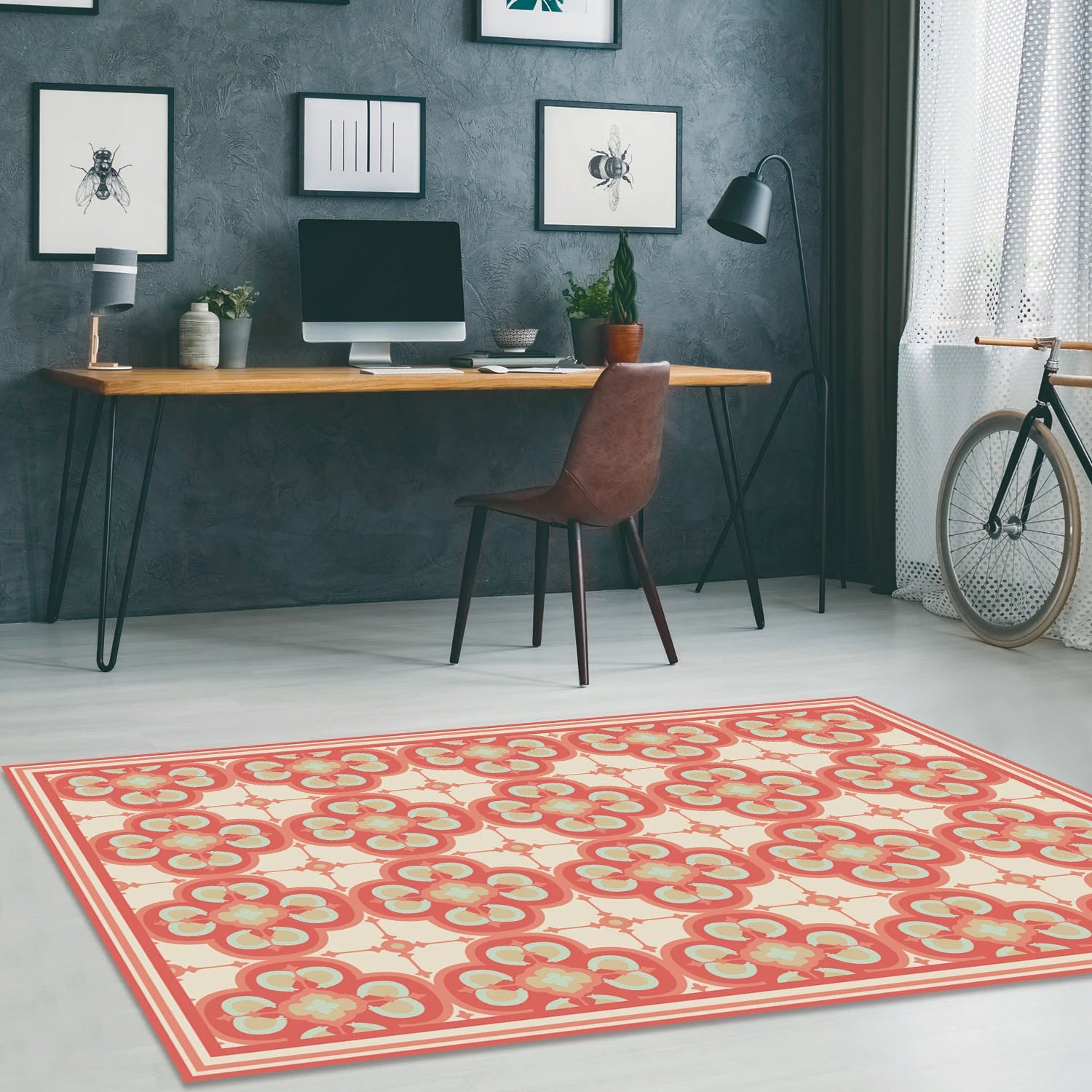 Alfombra Flor Árabe Coral