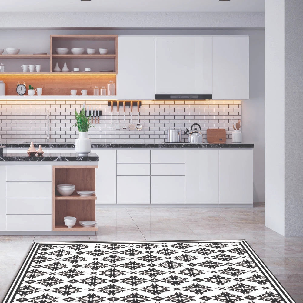 Alfombra Flor Griega Black