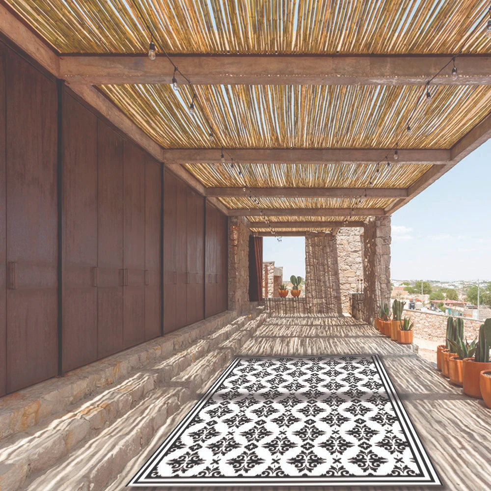 Alfombra Flor Griega Black