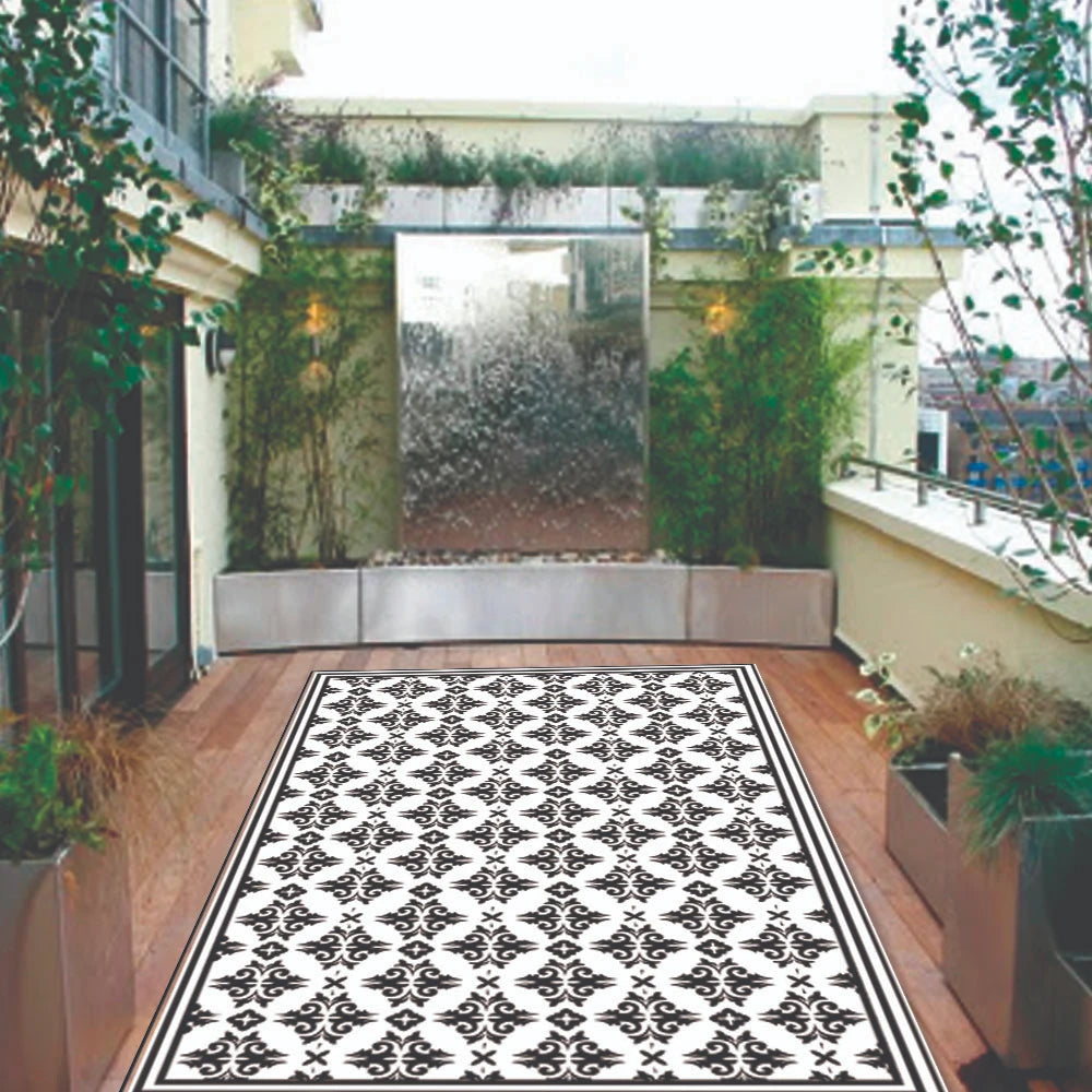 Alfombra Flor Griega Black