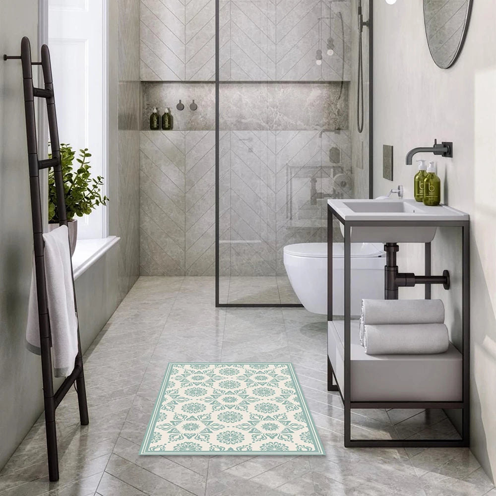 Alfombra Flor Hindú Turquesa