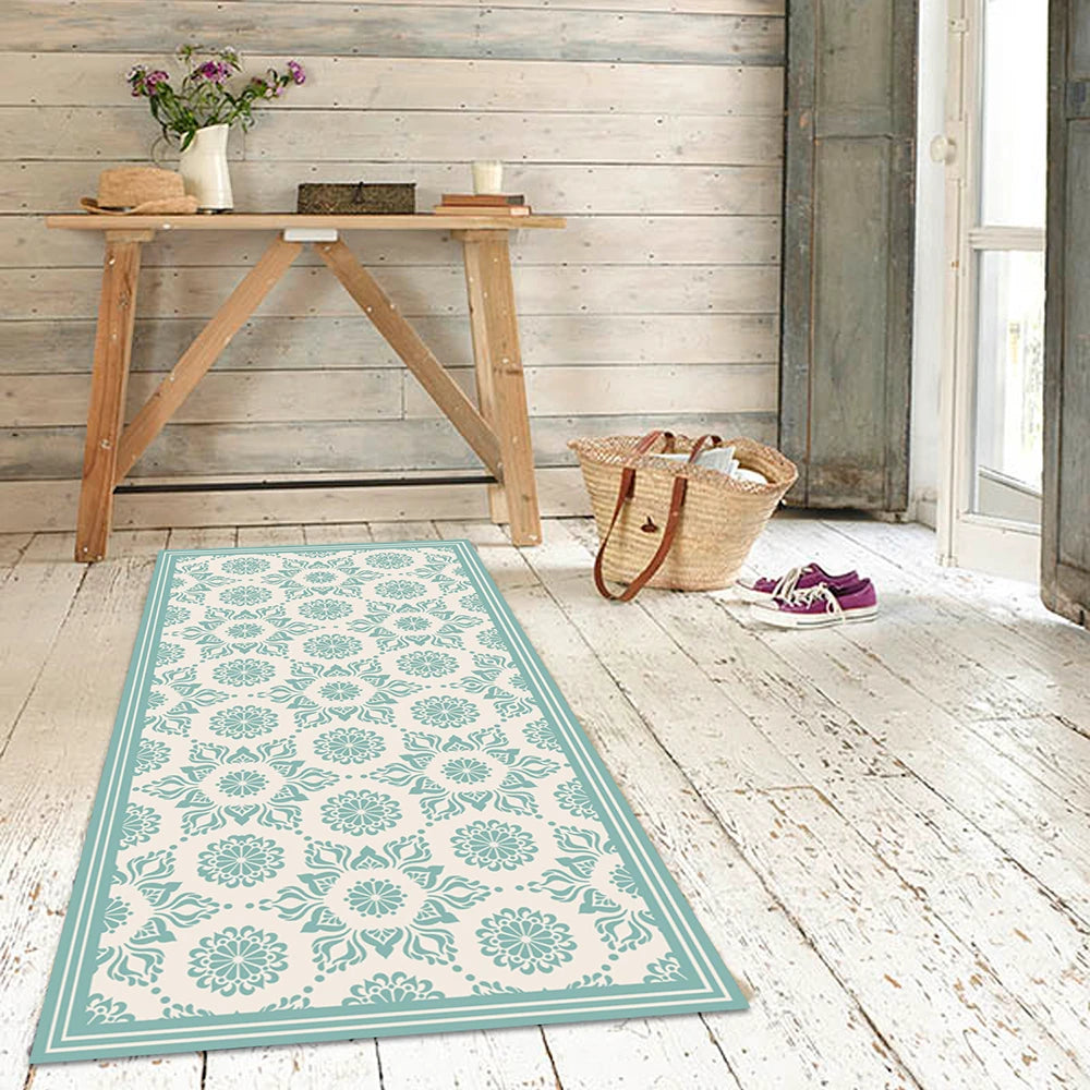 Alfombra Flor Hindú Turquesa