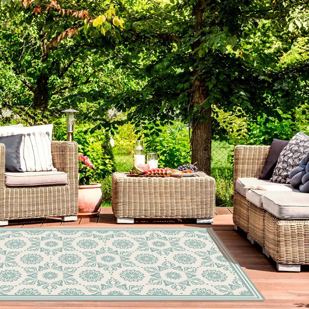 Alfombra Flor Hindú Turquesa