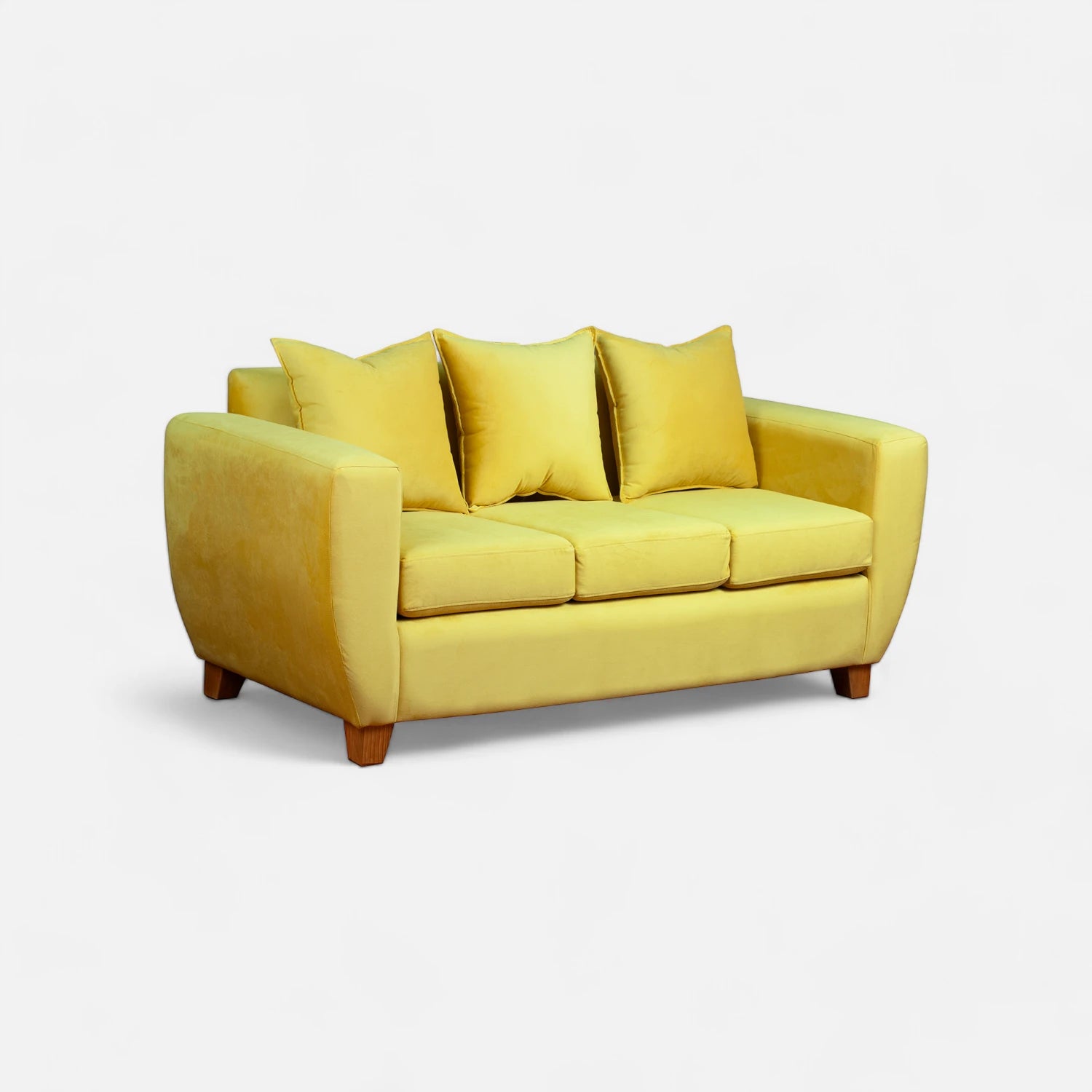 Sofá amarillo de tela felpa 3 cuerpos Florencia, diseño moderno y cómodo mueblesamerica.cl