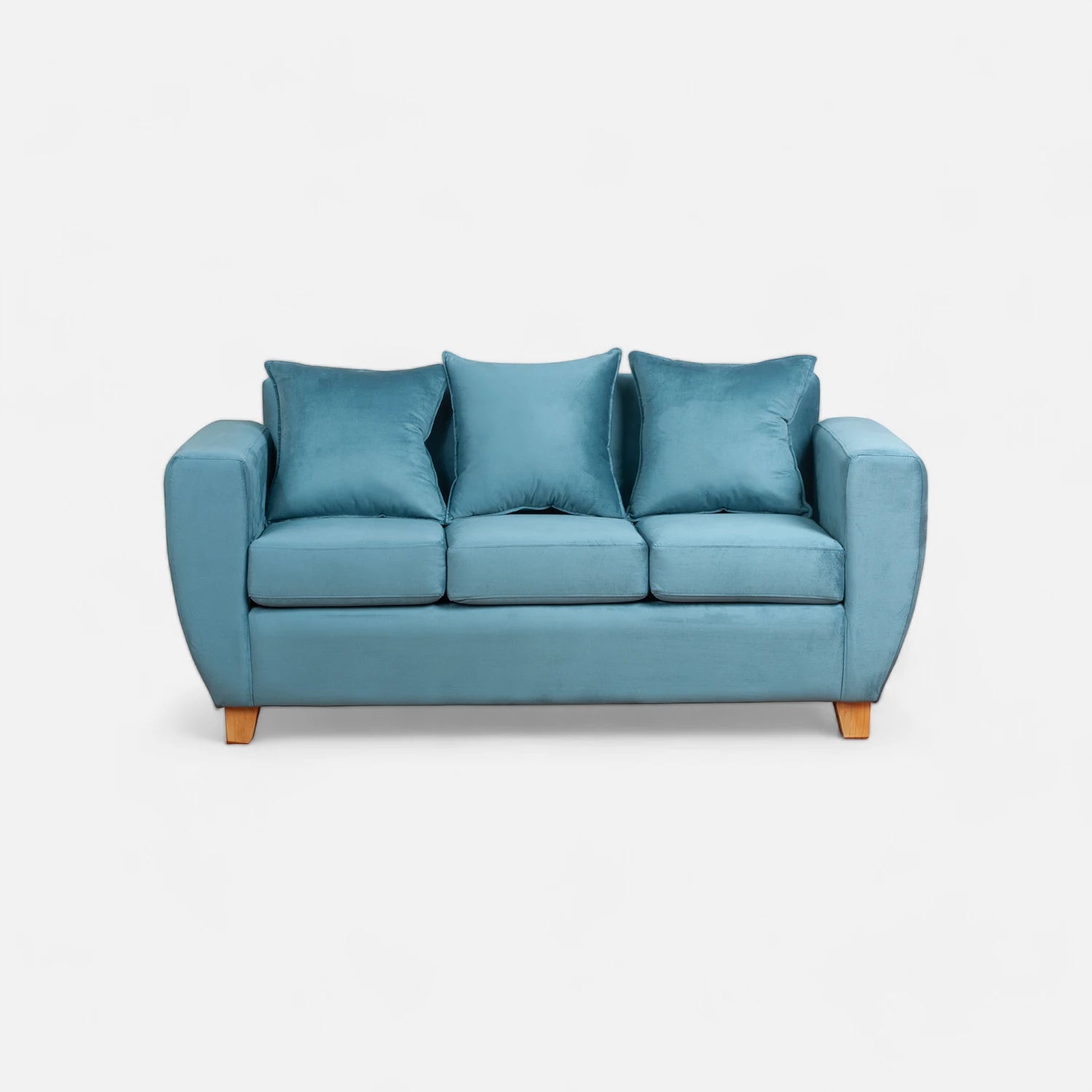 Sofá azul petróleo de tela felpa acolchado - Florencia 3 cuerpos mueblesamerica.cl