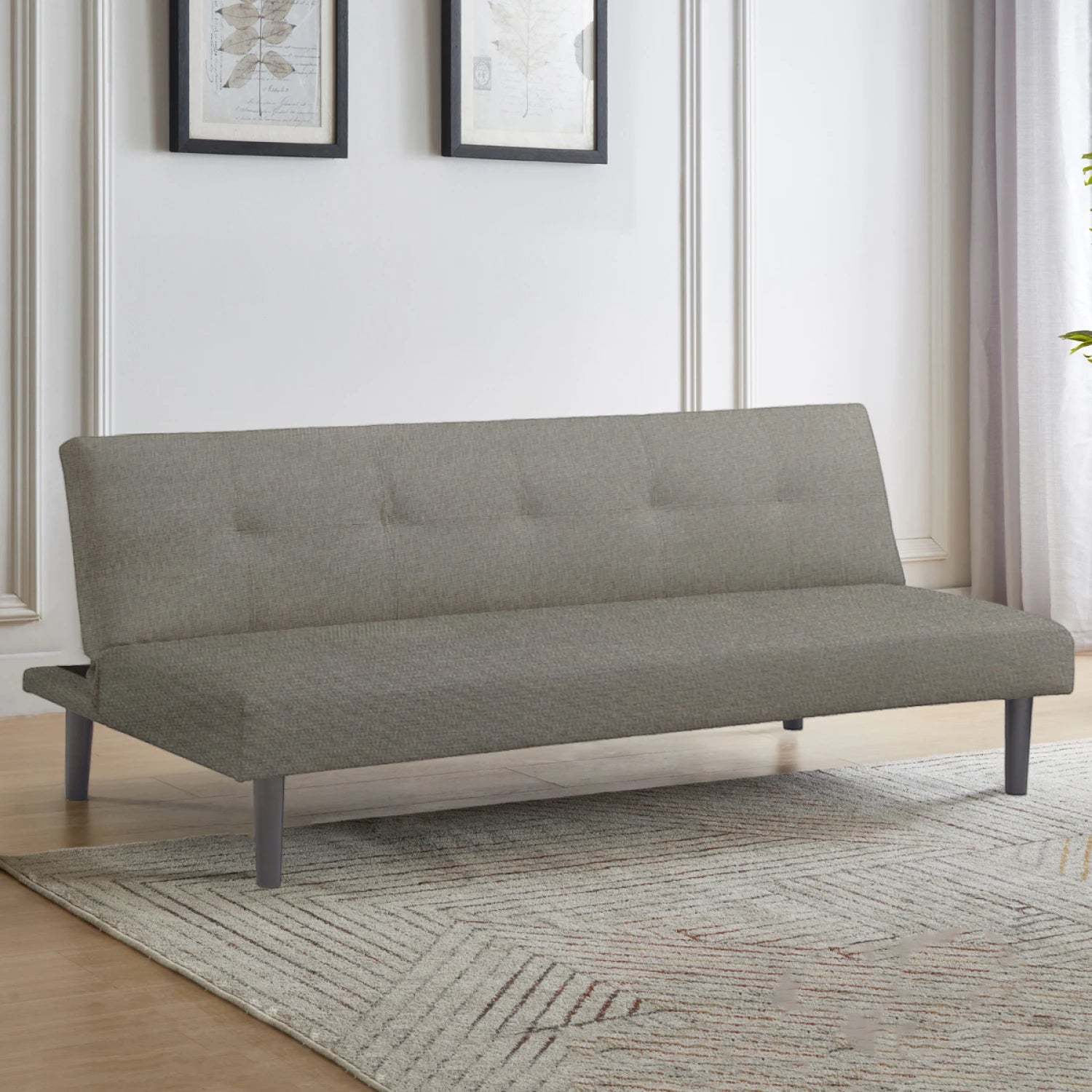 Futón Sofía 2 Cuerpos - Tela Lino - Gris