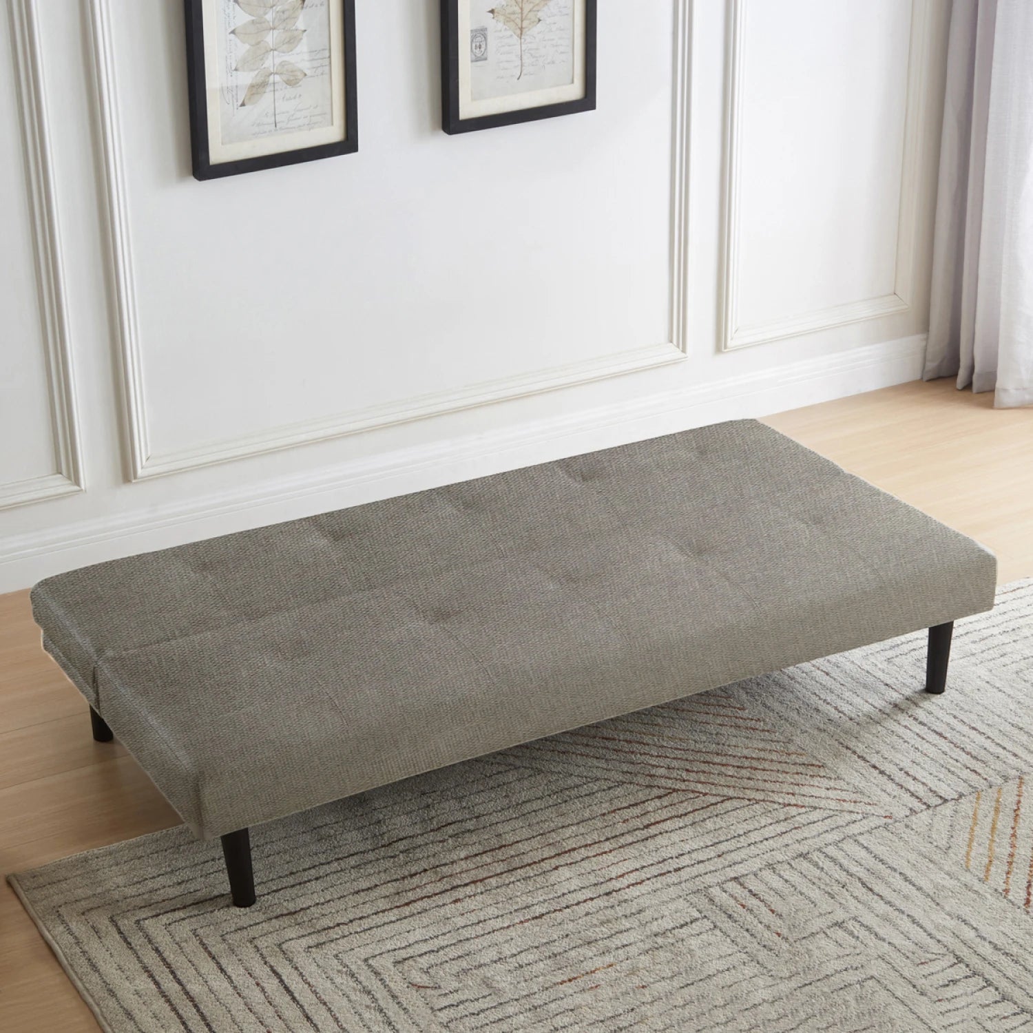 Futón Sofía 2 Cuerpos - Tela Lino - Gris