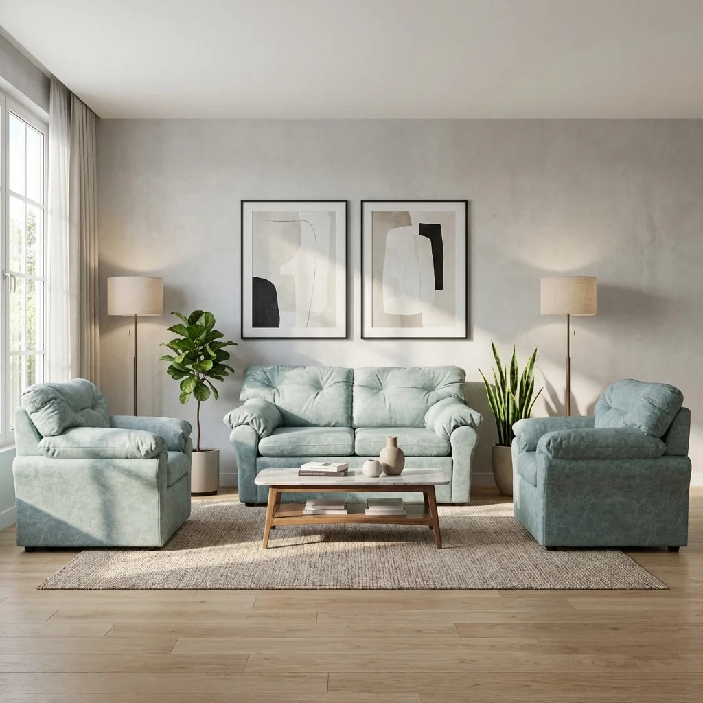 Living América 211 - Cuero Sintético Auris Verde Agua