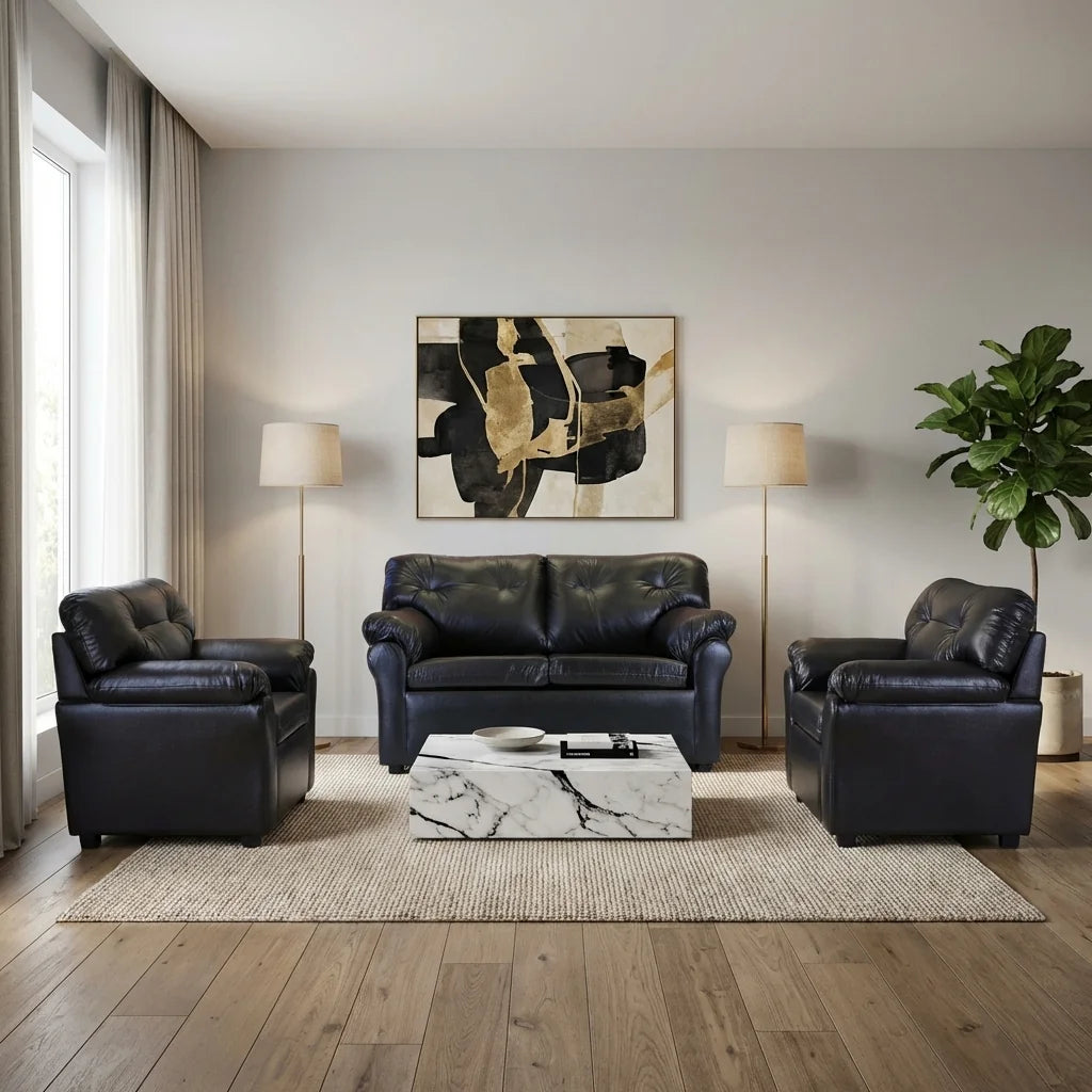 Living América 211 - Cuero Sintético Pu Negro