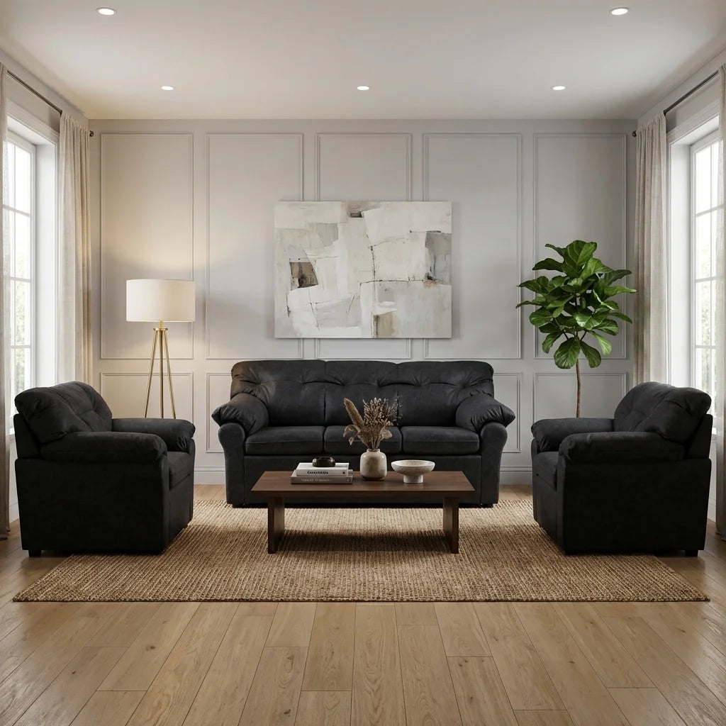 Living América 311 - Cuero Sintético Auris Negro