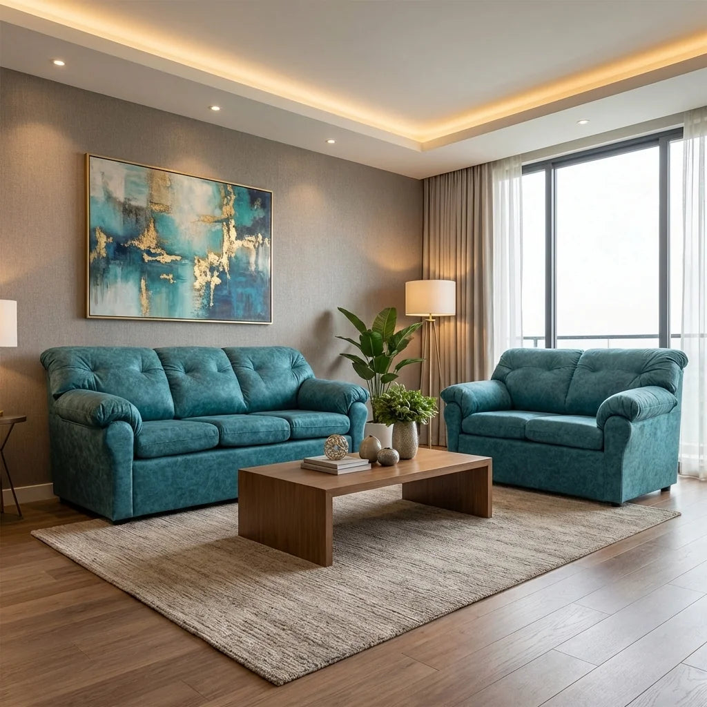 Living América 32 - Cuero Sintético Auris Azul Petróleo