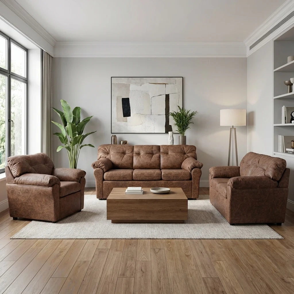 Living América 321 - Cuero Sintético Auris Café